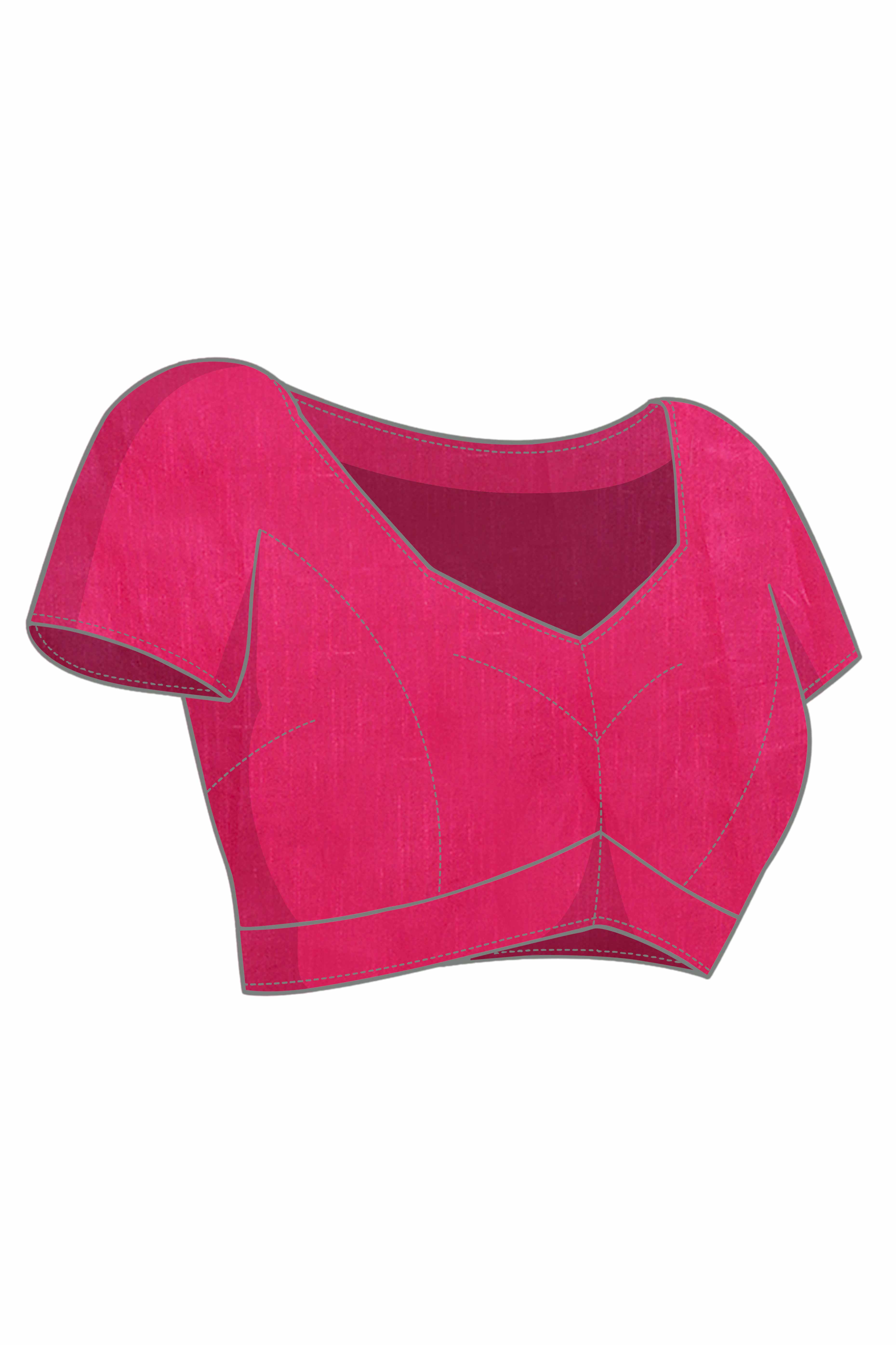 Rani Pink Georgette Saree With Bandhani Print & Exquisite Cording Embroidery Border