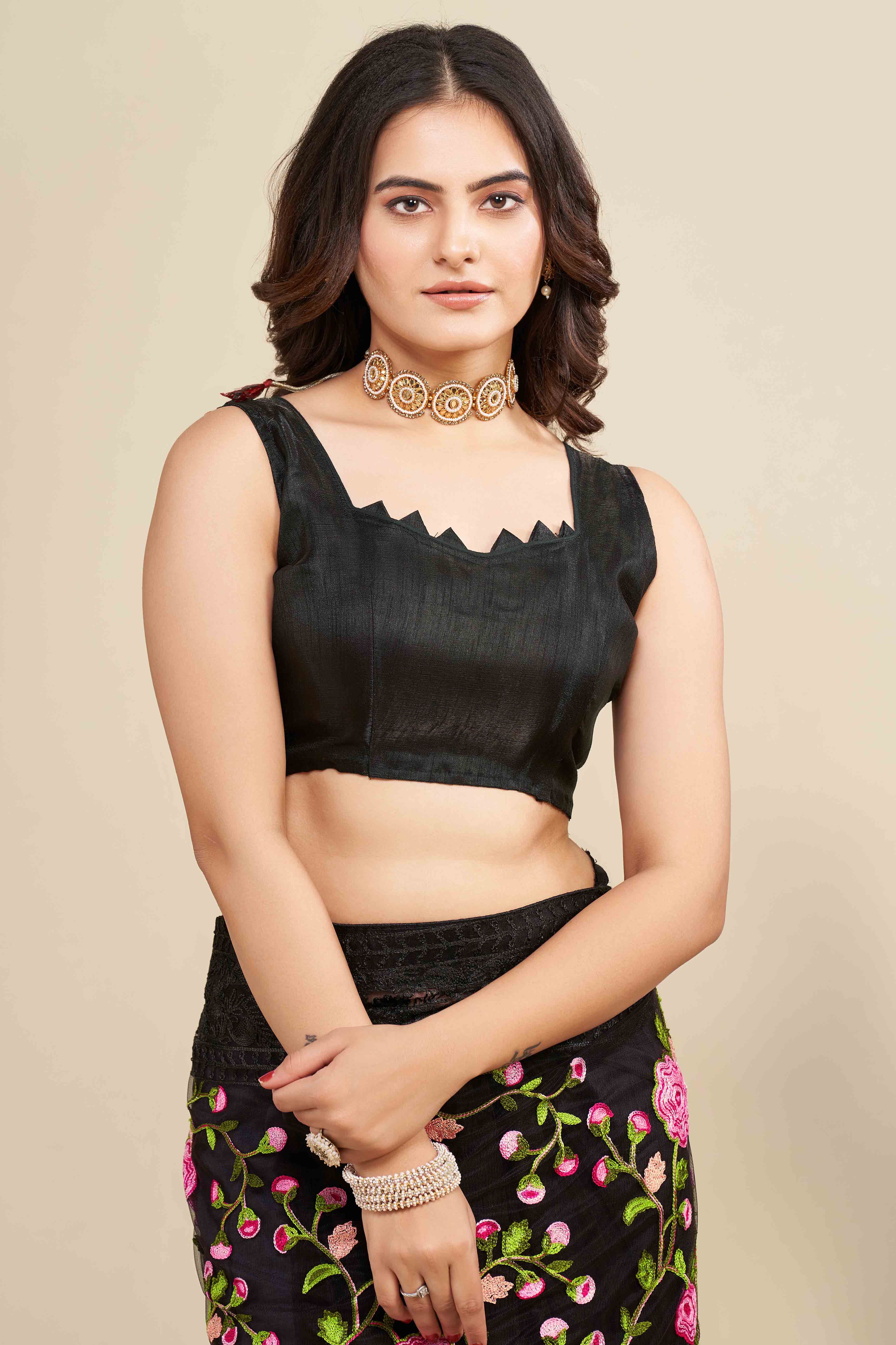 Black Floral Embroidered Party Wear Saree in Net Fabric with Lavish Detailing