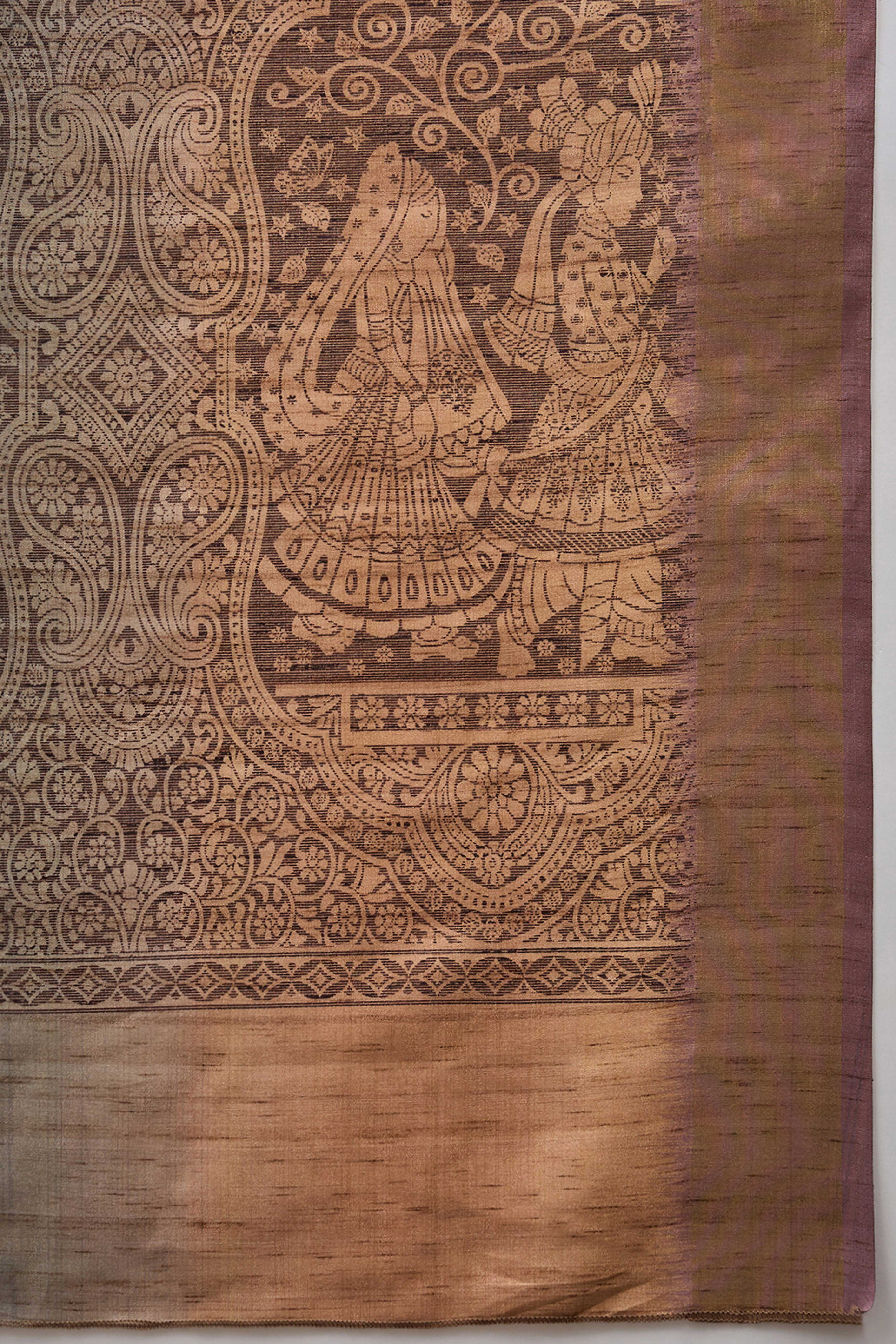 Beige Festive Wear Art Silk Saree Featuring Intricate Floral Print