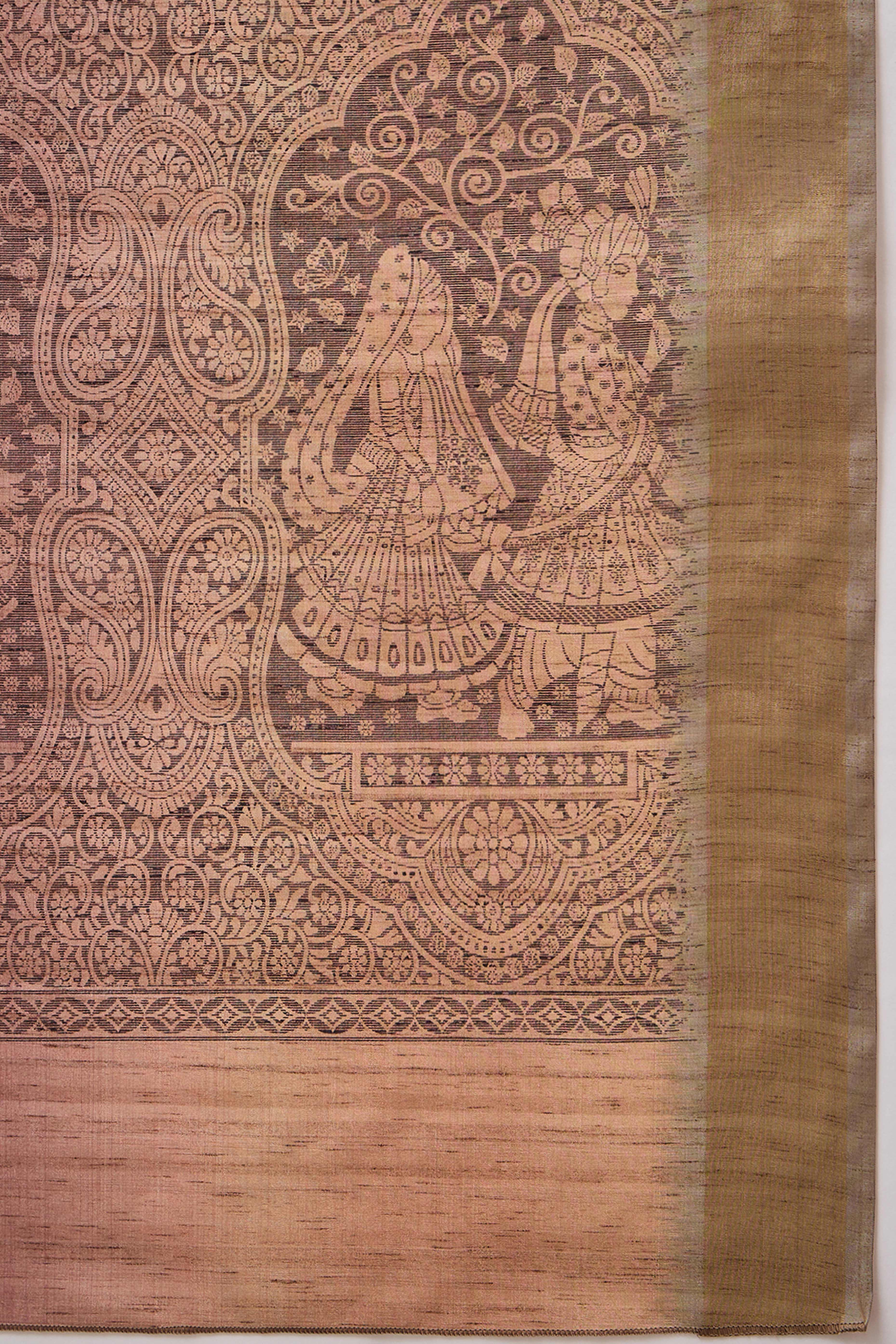 Beige Festive Wear Art Silk Saree Featuring Intricate Floral Weaving