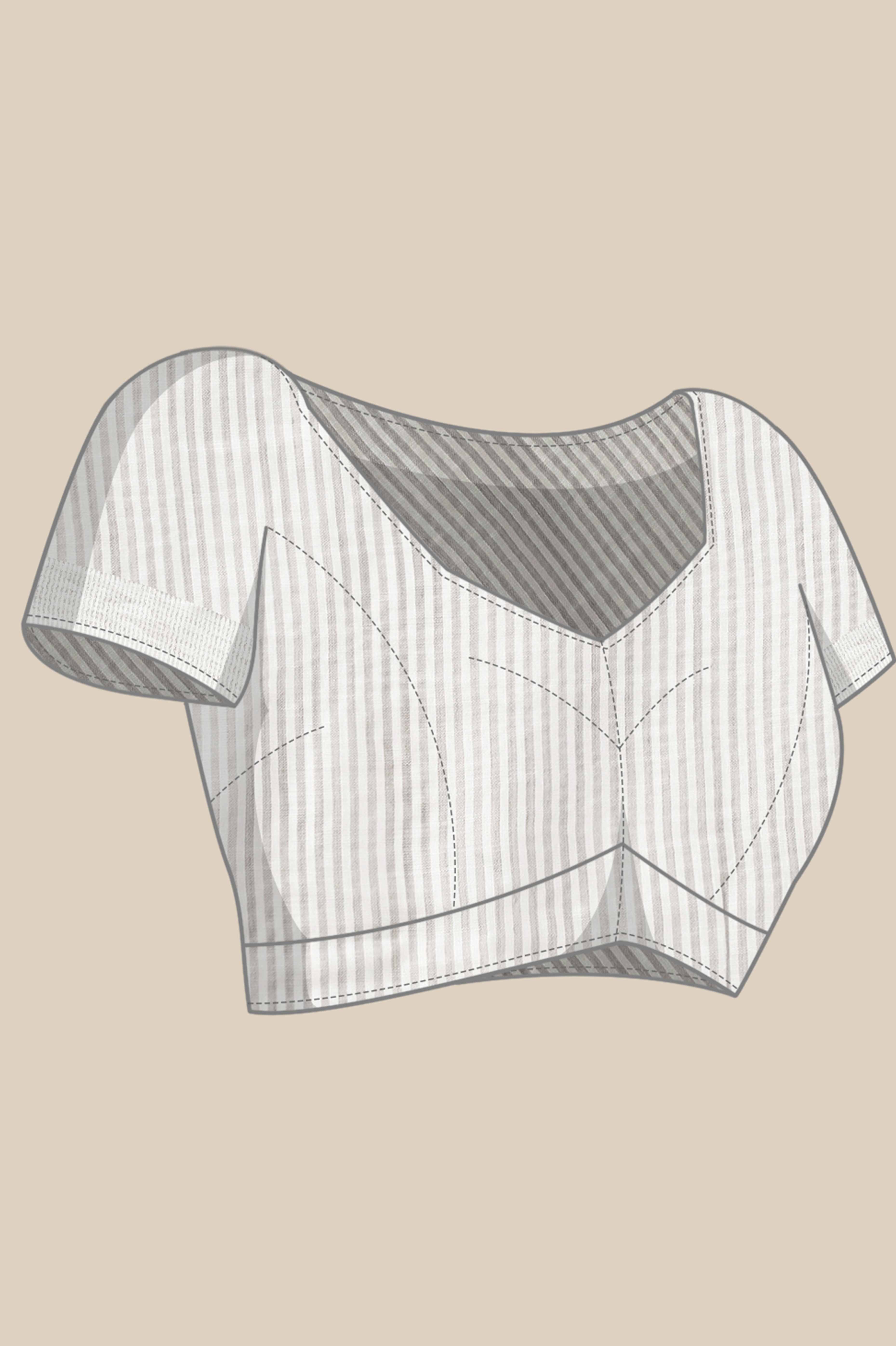 Grey Festive Linen Weaving Saree with Silver Zari Border & Pallu