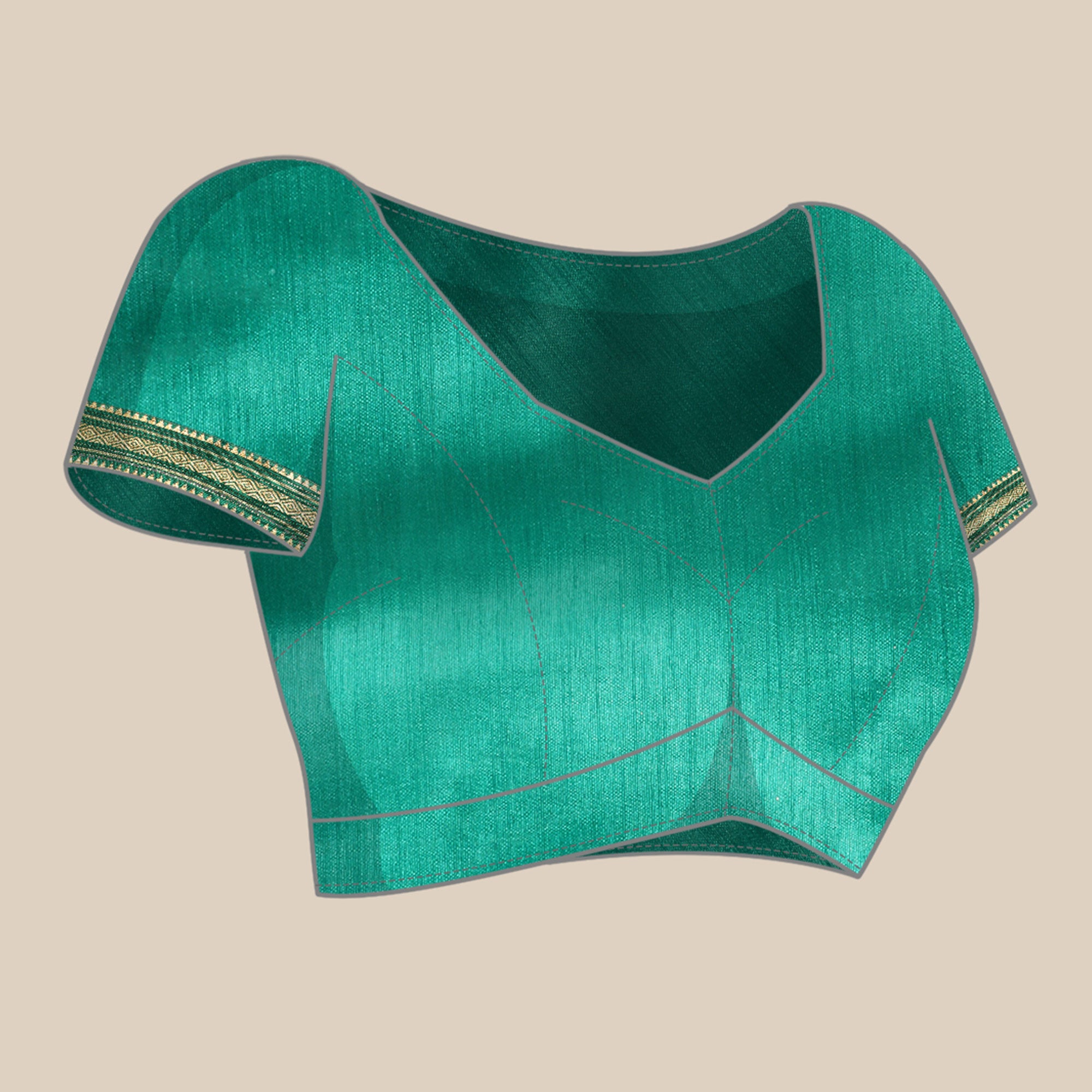 Turquoise Solid With Woven Border Chiffon Saree With Tassels