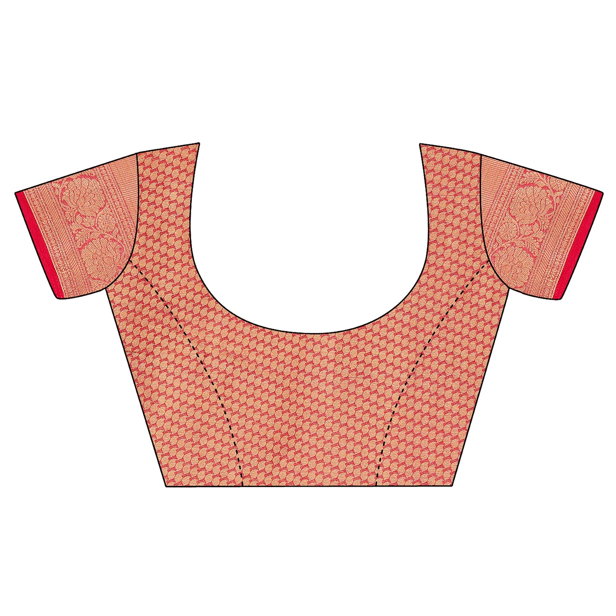 Pink Woven Organza Saree With Tassels