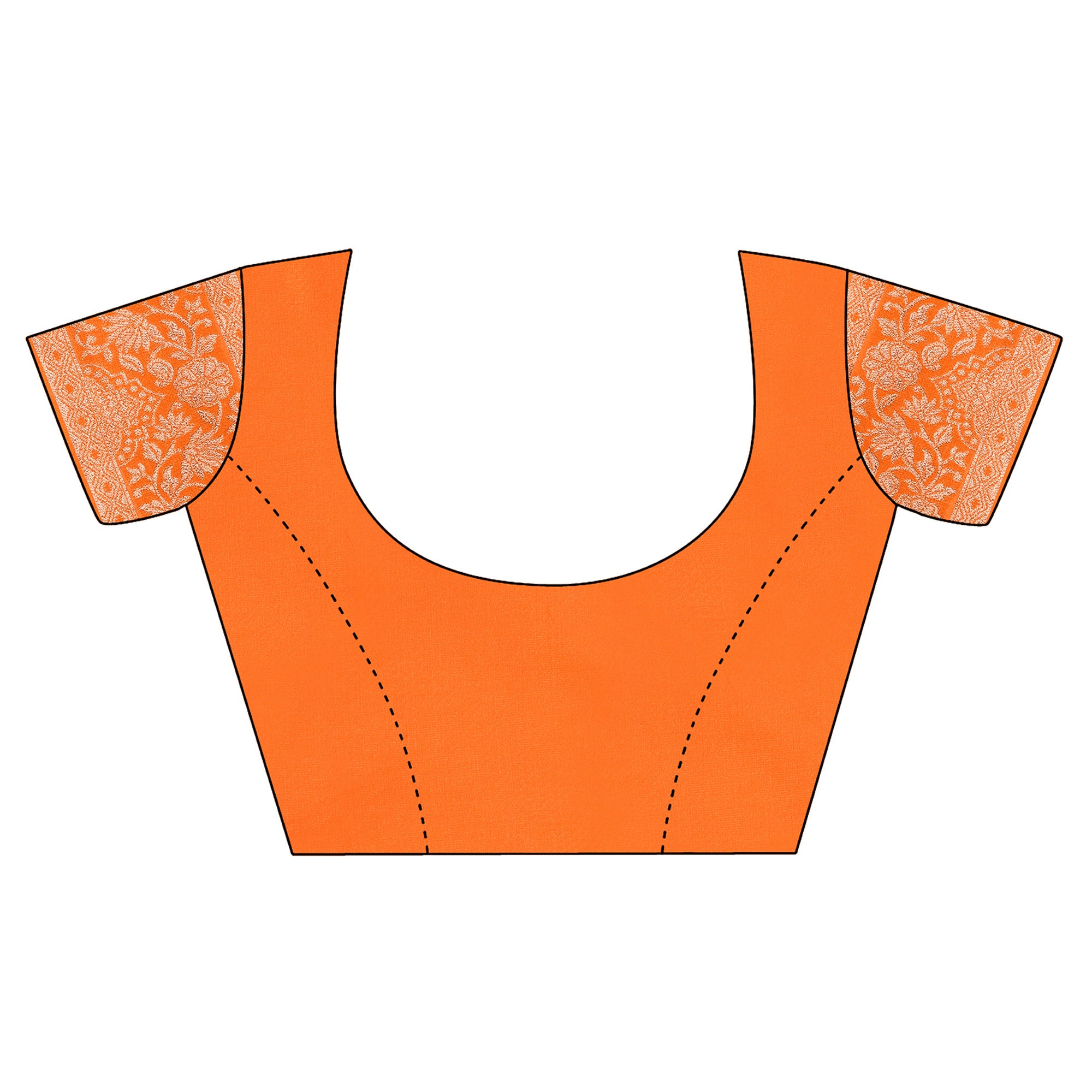 Orange Woven Organza Saree With Tassels