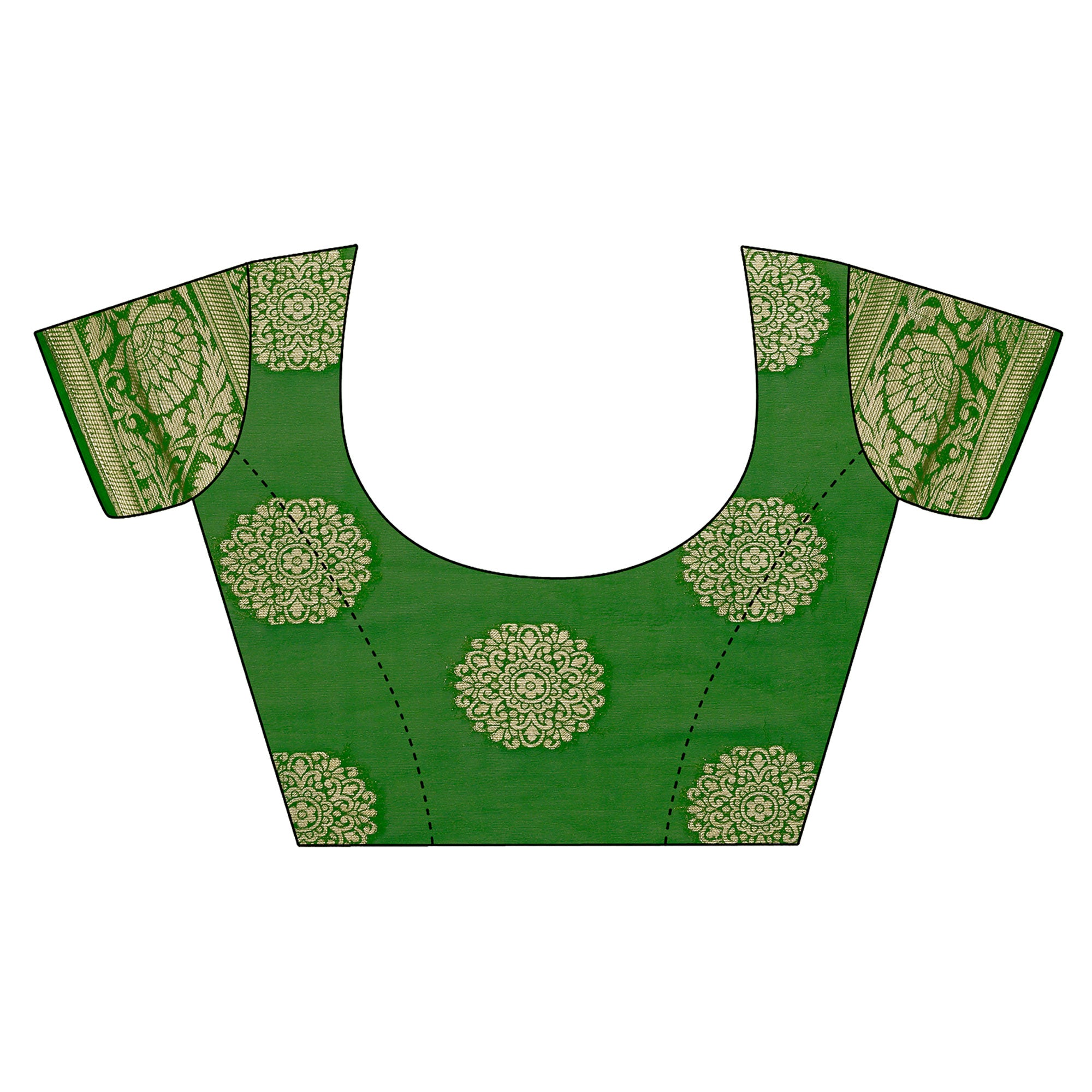 Green Woven Chiffon Saree With Tassels