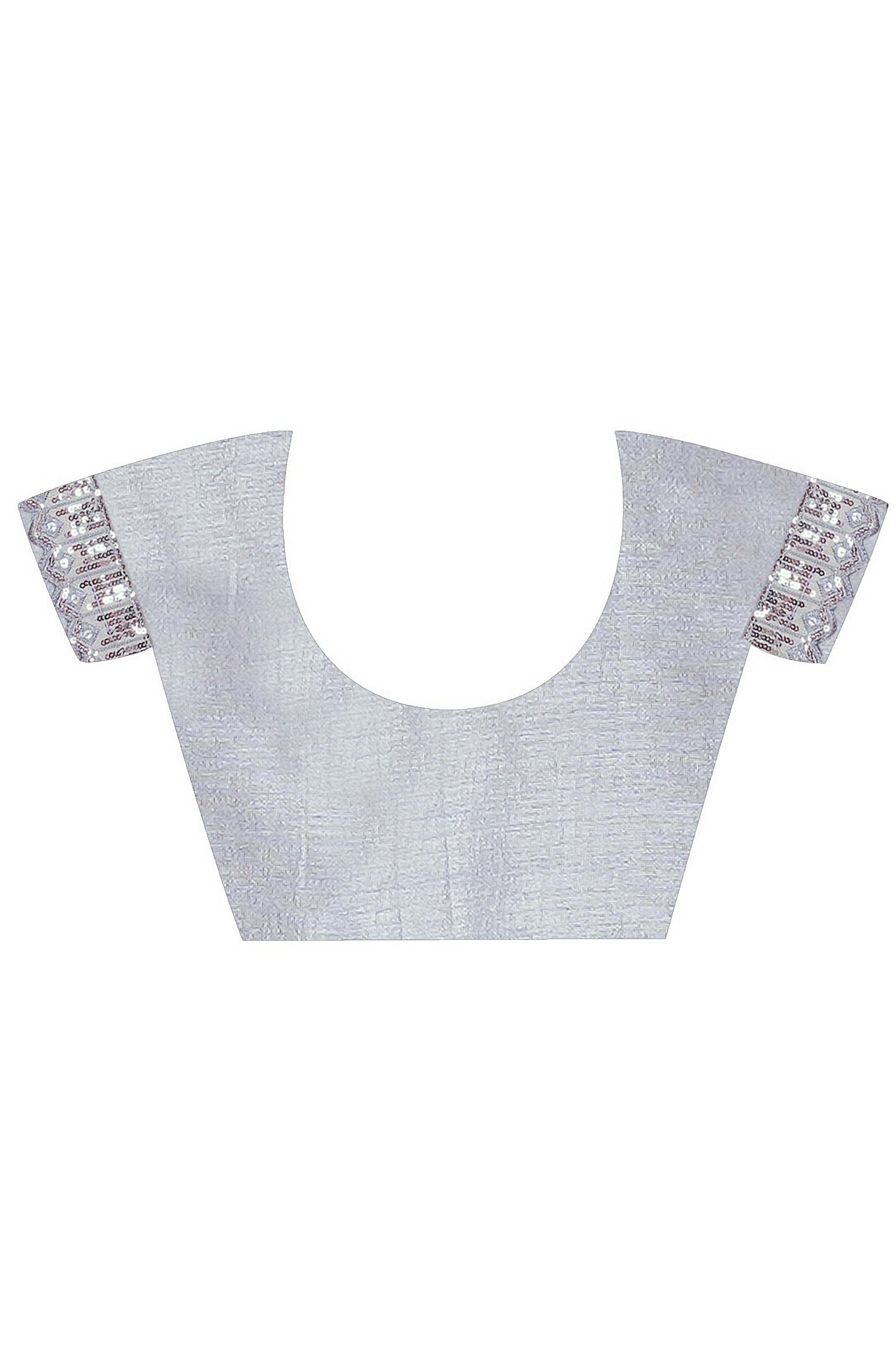 Grey Georgette Saree with Subtle Solid Pattern and Sequins Border