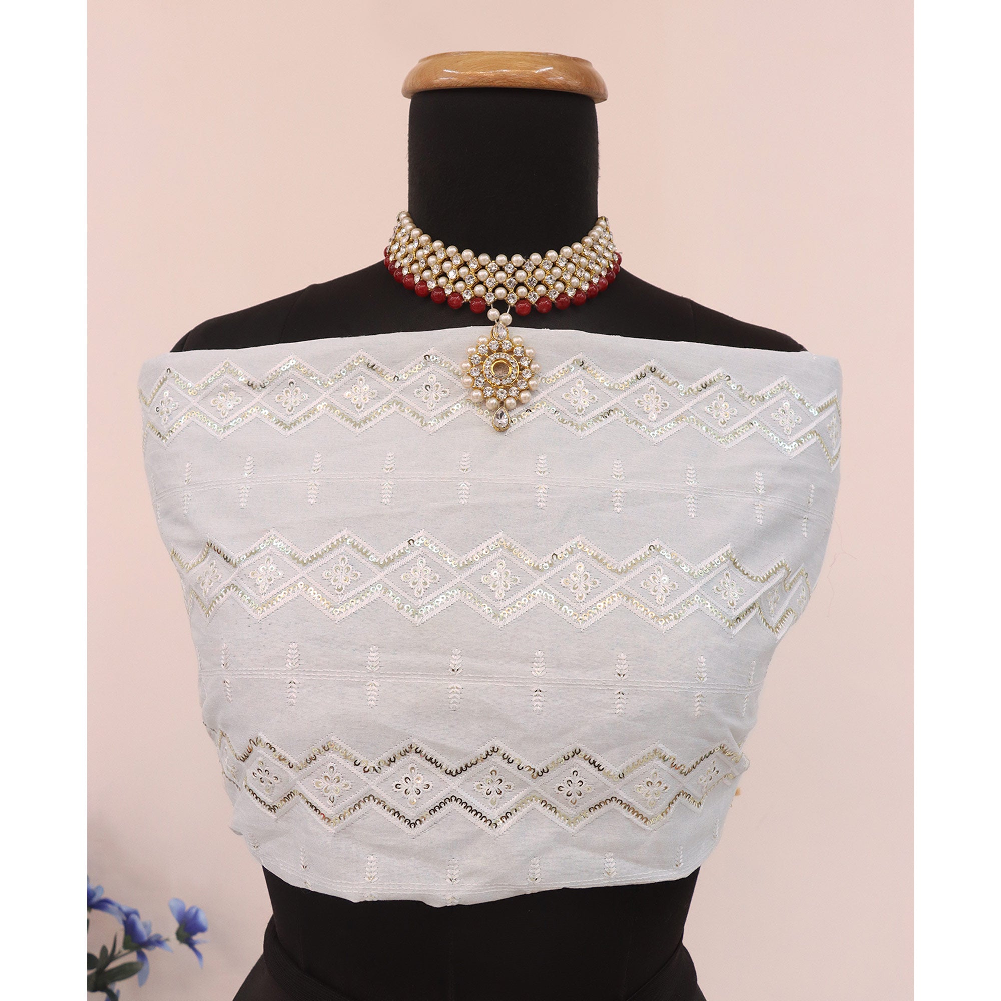 Purple Sequins Embroidered Chiffon Saree