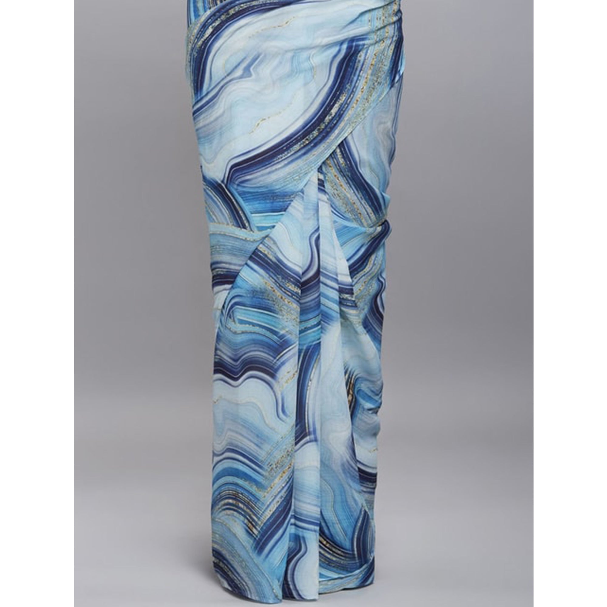 Sky Blue Digital Printed Georgette Saree