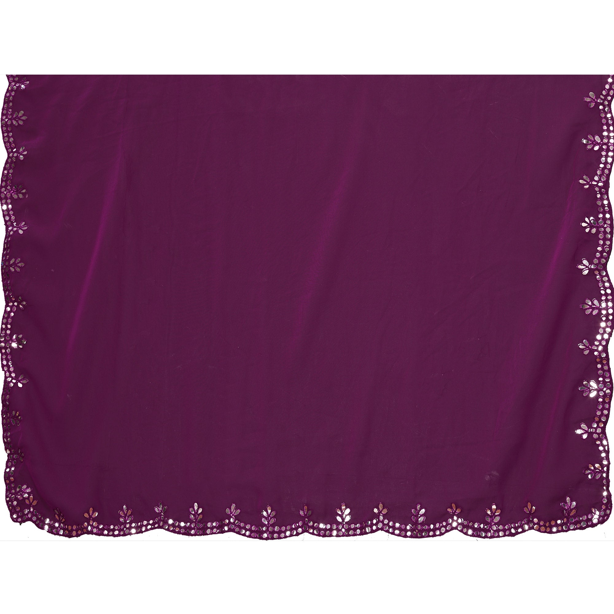 Purple Embellished Georgette Saree With Mirror Work