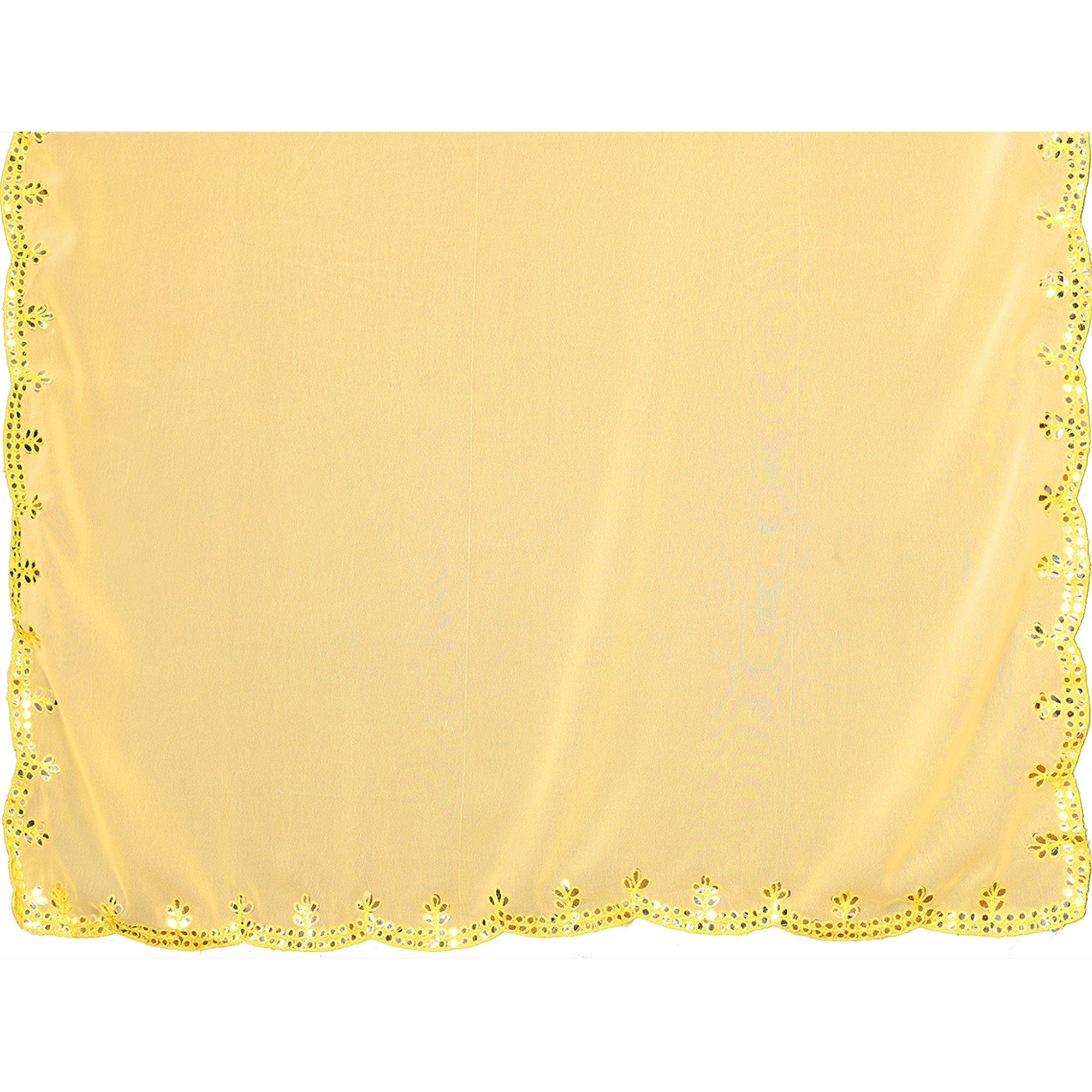 Yellow Embellished Georgette Saree With Mirror Work