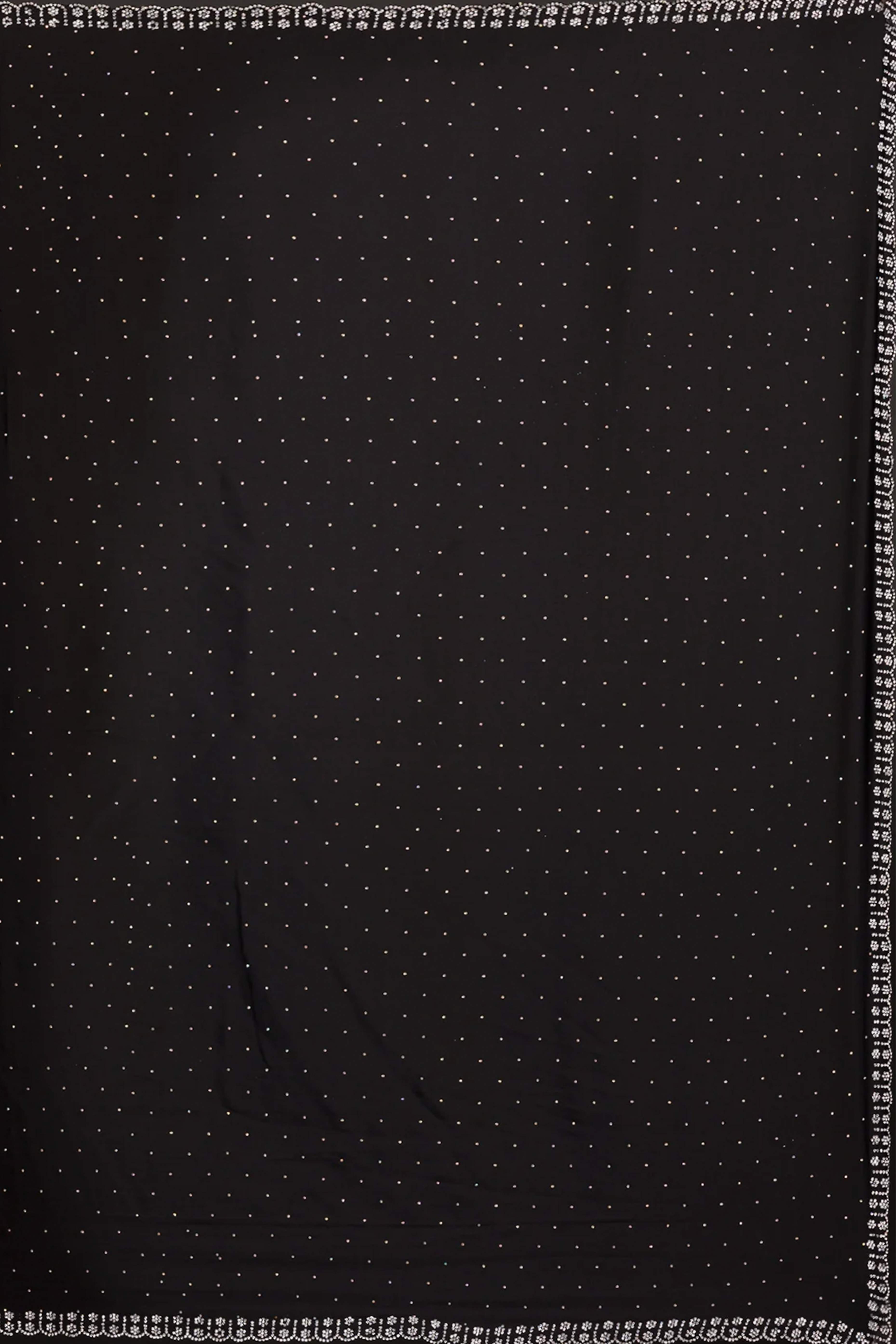 Black Swarovski Work Embroidered Chiffon Saree