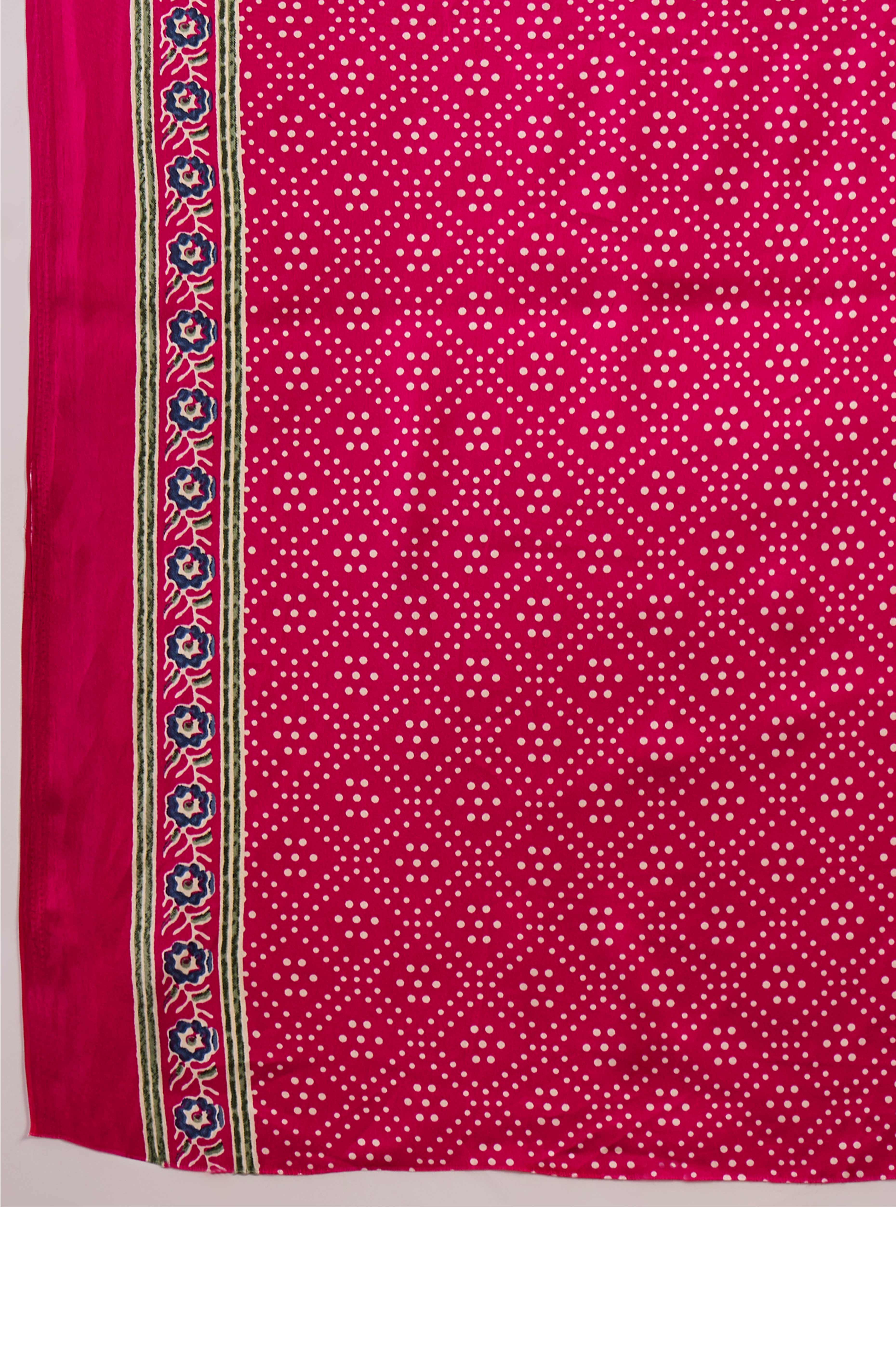 Pink Ajrakh Printed Modal Satin Saree with Rich Party Wear Look