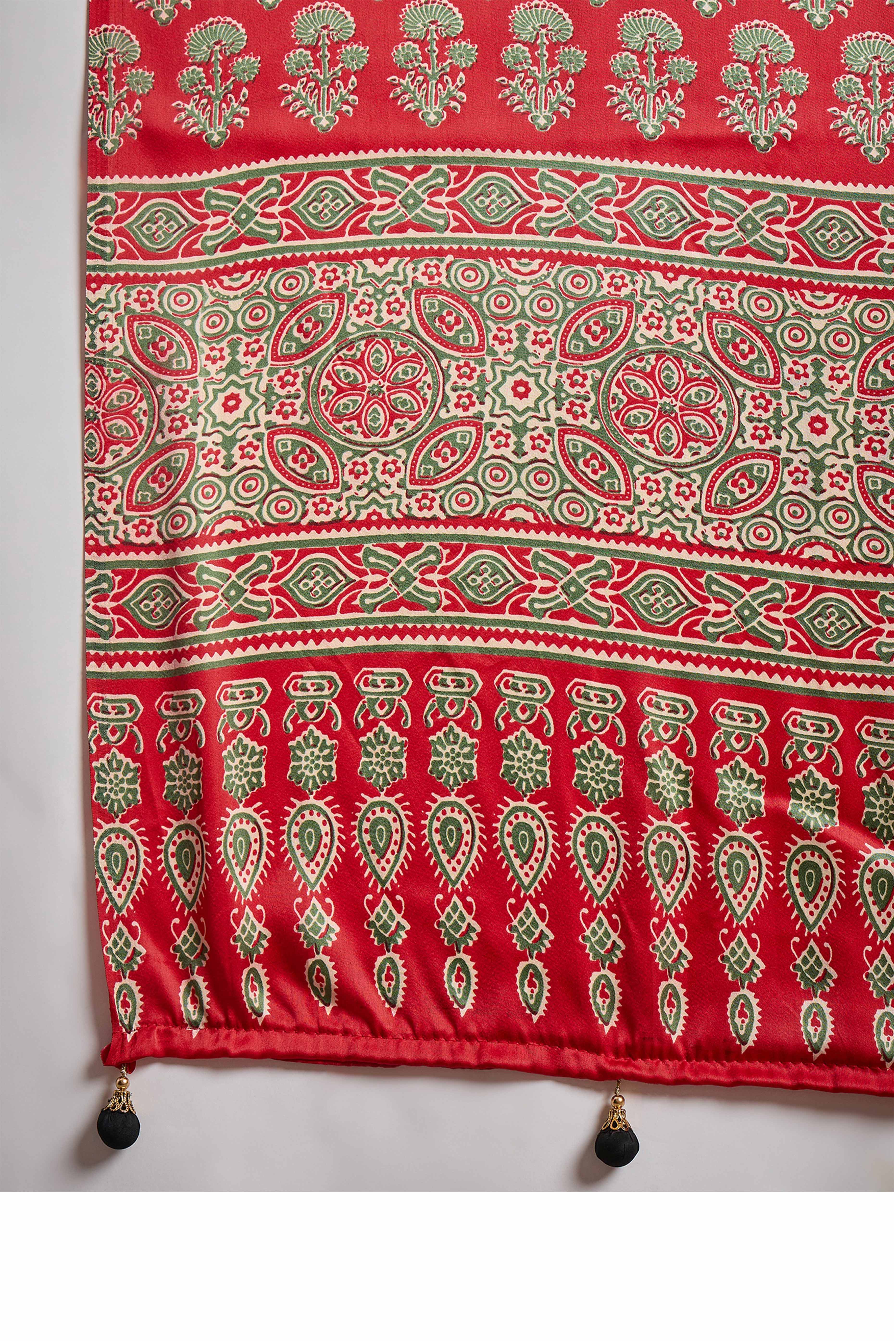 Blue Ajrakh Printed Modal Satin Saree with Traditional Ajrakh Charm