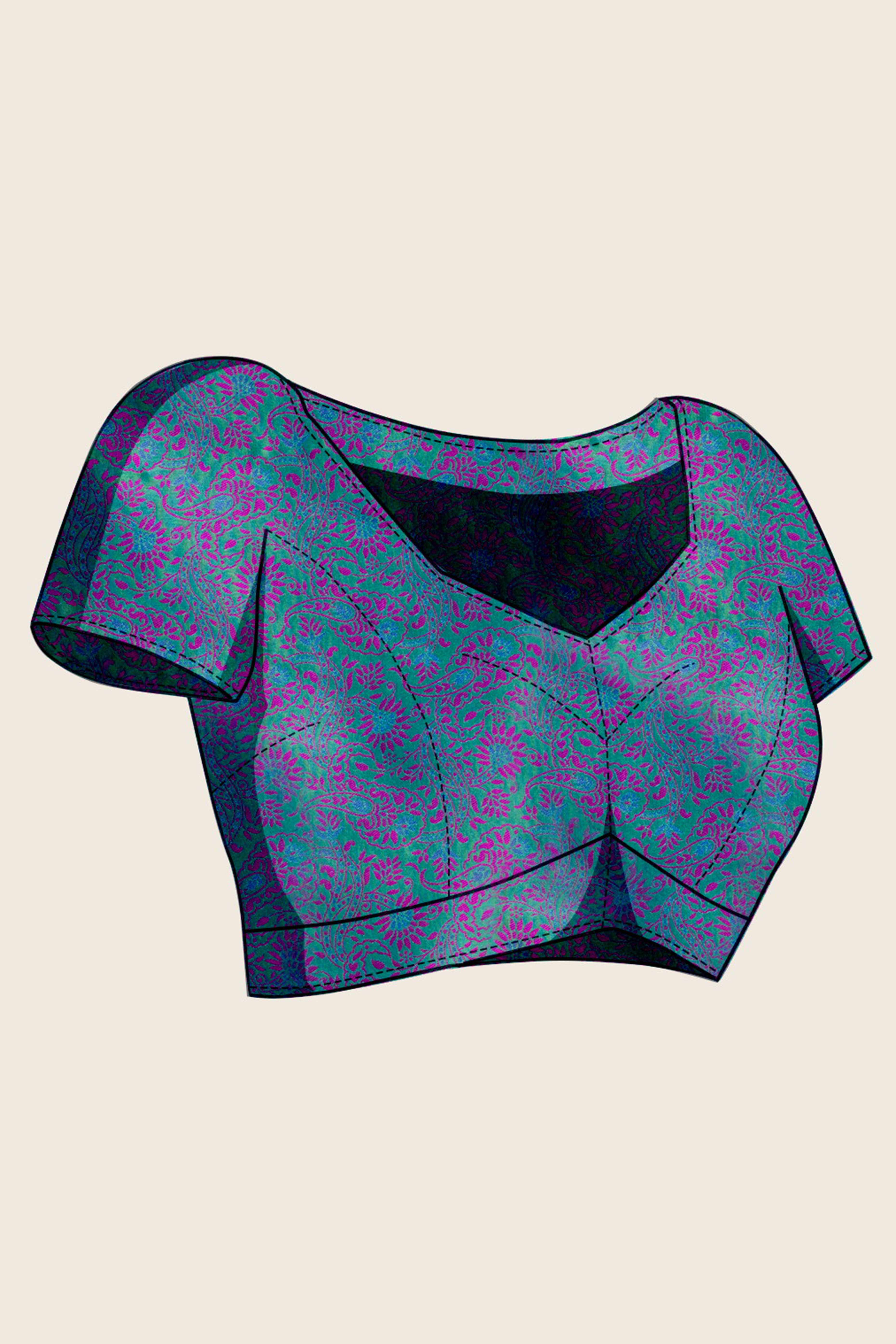 Turquoise Pure Silk Kanjivaram Handloom Saree Enhanced with Zari Woven Patterns