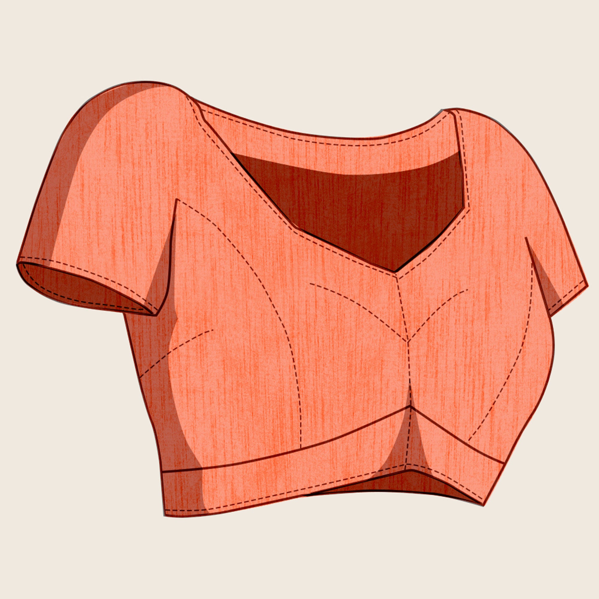 Peach & Brown Swarovski Border Work Chinon Ombre Saree