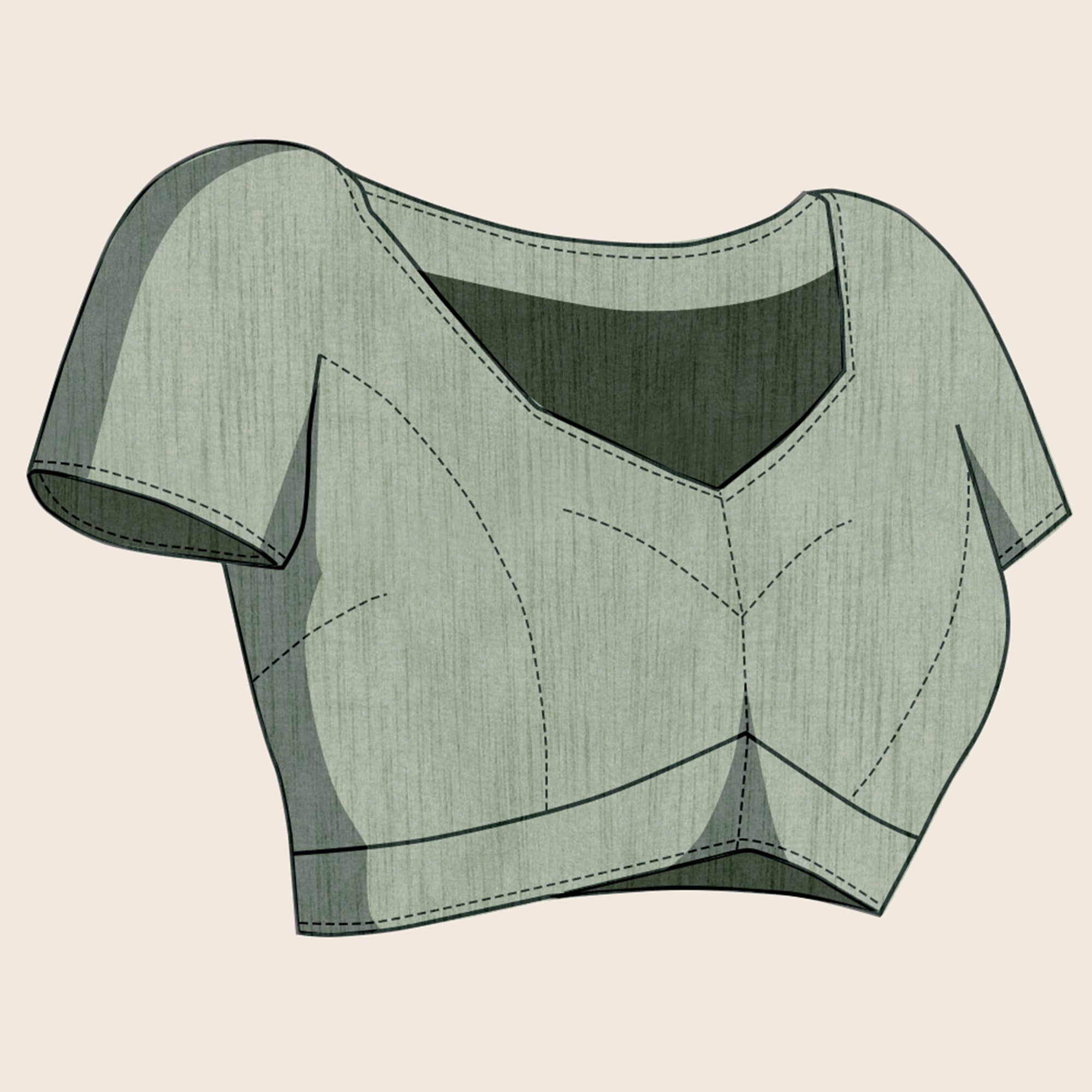 Green Swarovski Border Work Chinon Ombre Saree