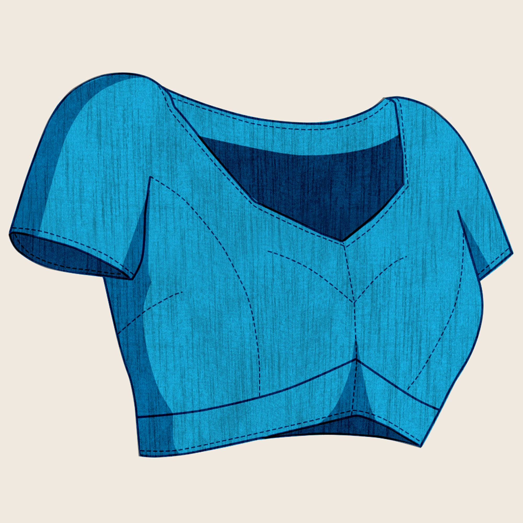 Blue Swarovski Border Work Chinon Ombre Saree