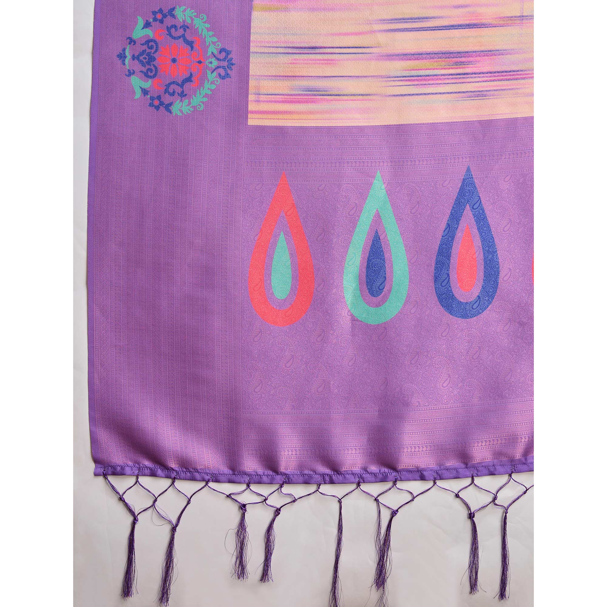 Purple Kanoko Print Weaving Soft Banarasi Silk Saree