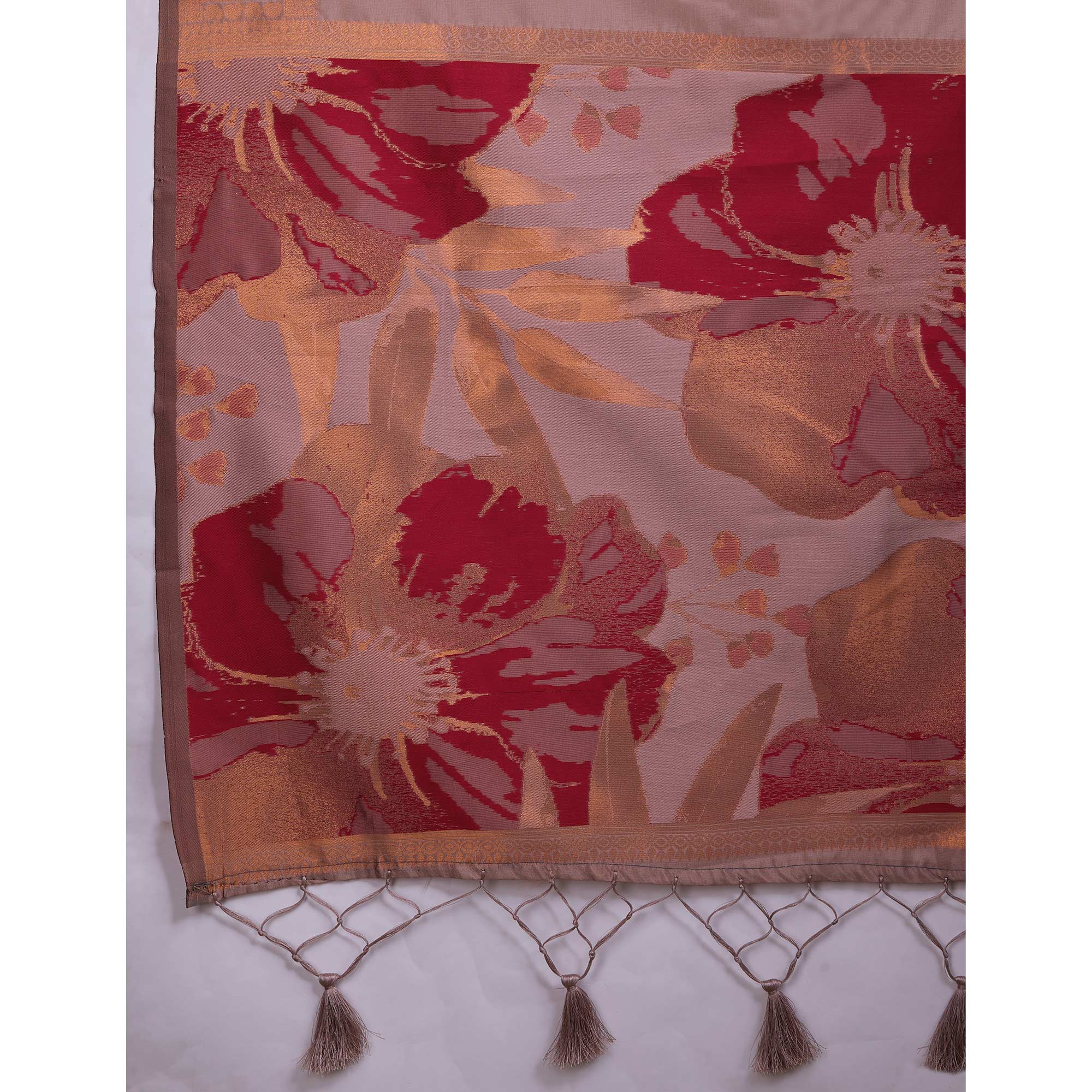 Mauve Floral Woven Banarasi Silk Saree