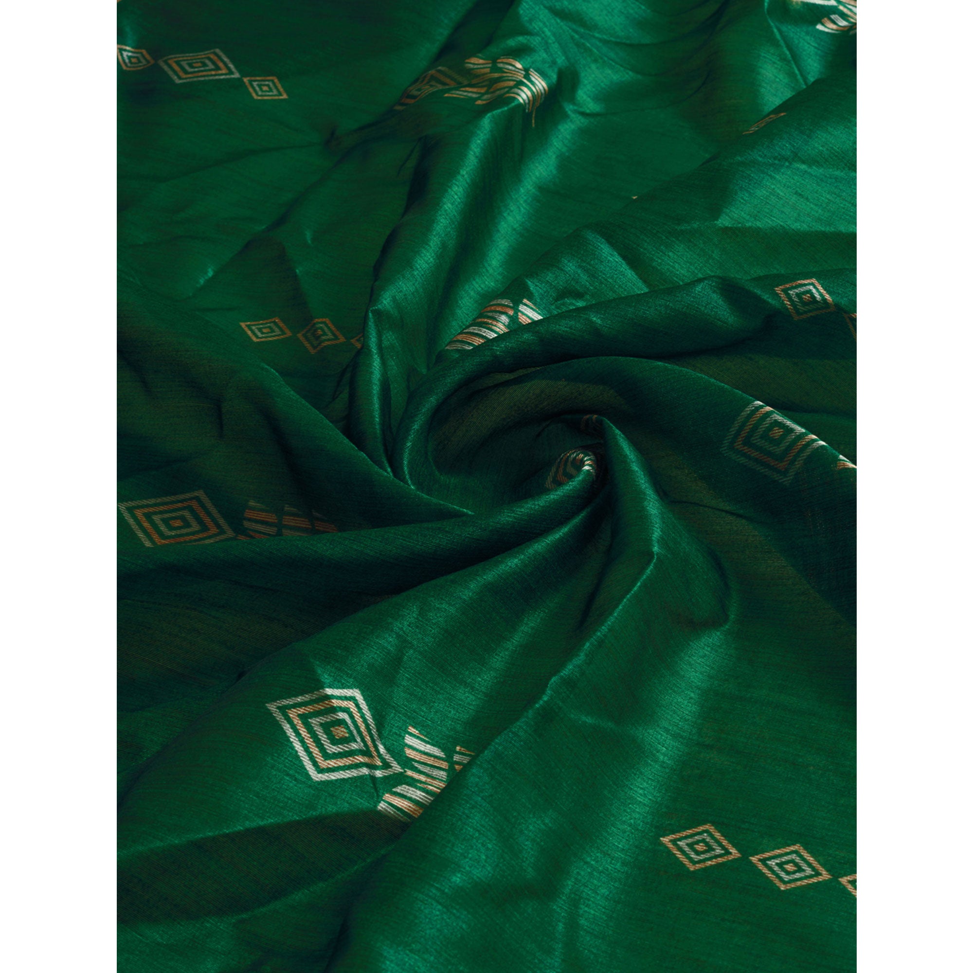 Green Digital Printed Bhagalpuri Silk Saree With Tassels