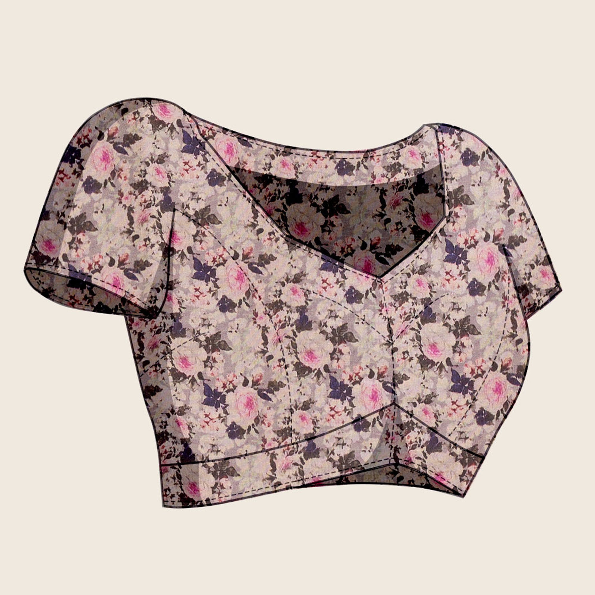 Grey Digital Printed Cotton Silk Saree With Border