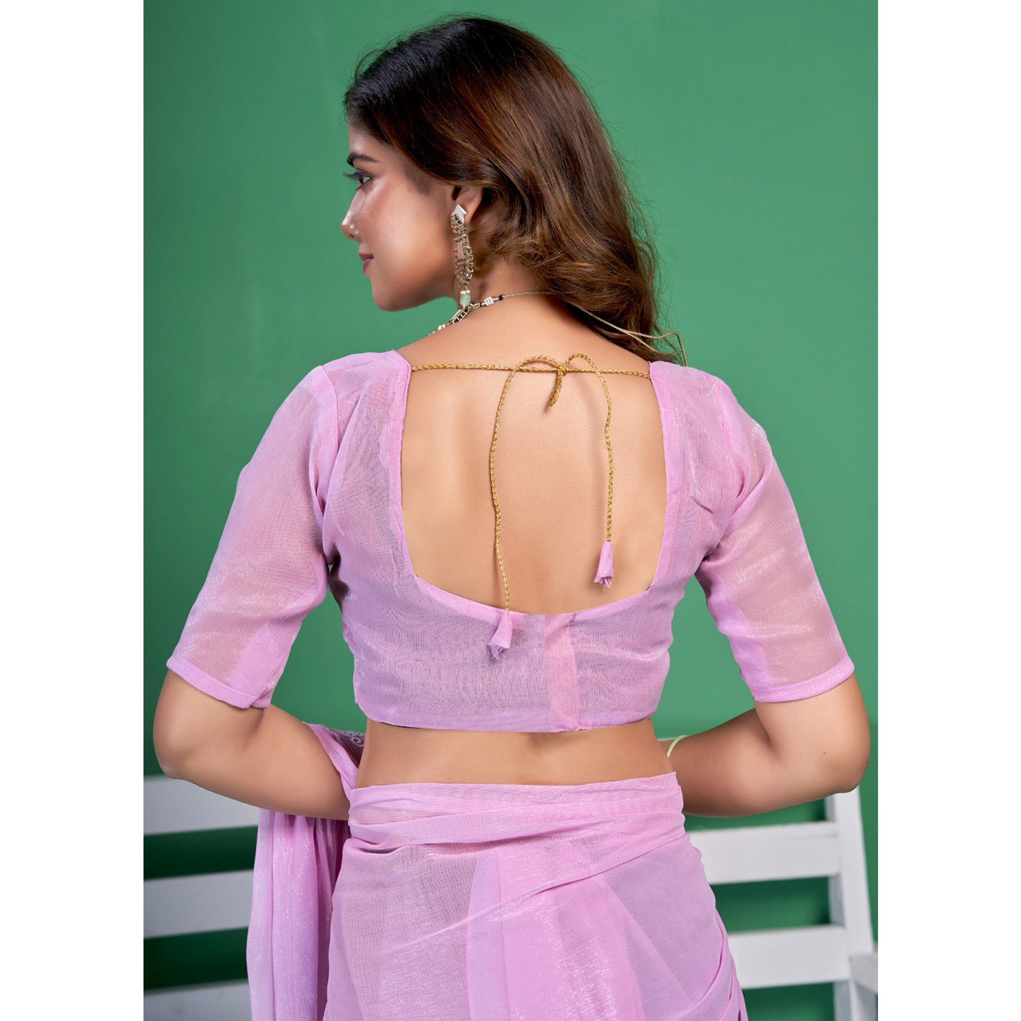 Purple Chiffon Saree With Embroidered Border