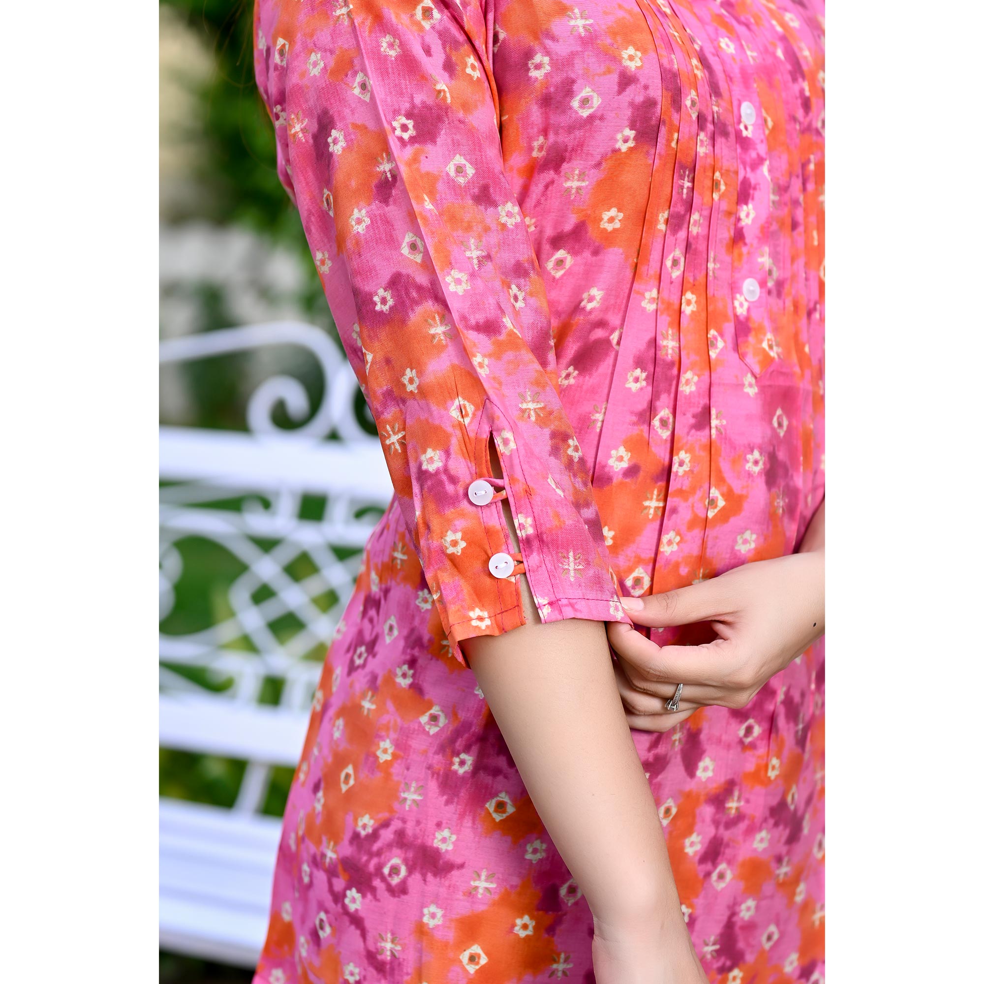 Rose Pink Printed Chanderi Top