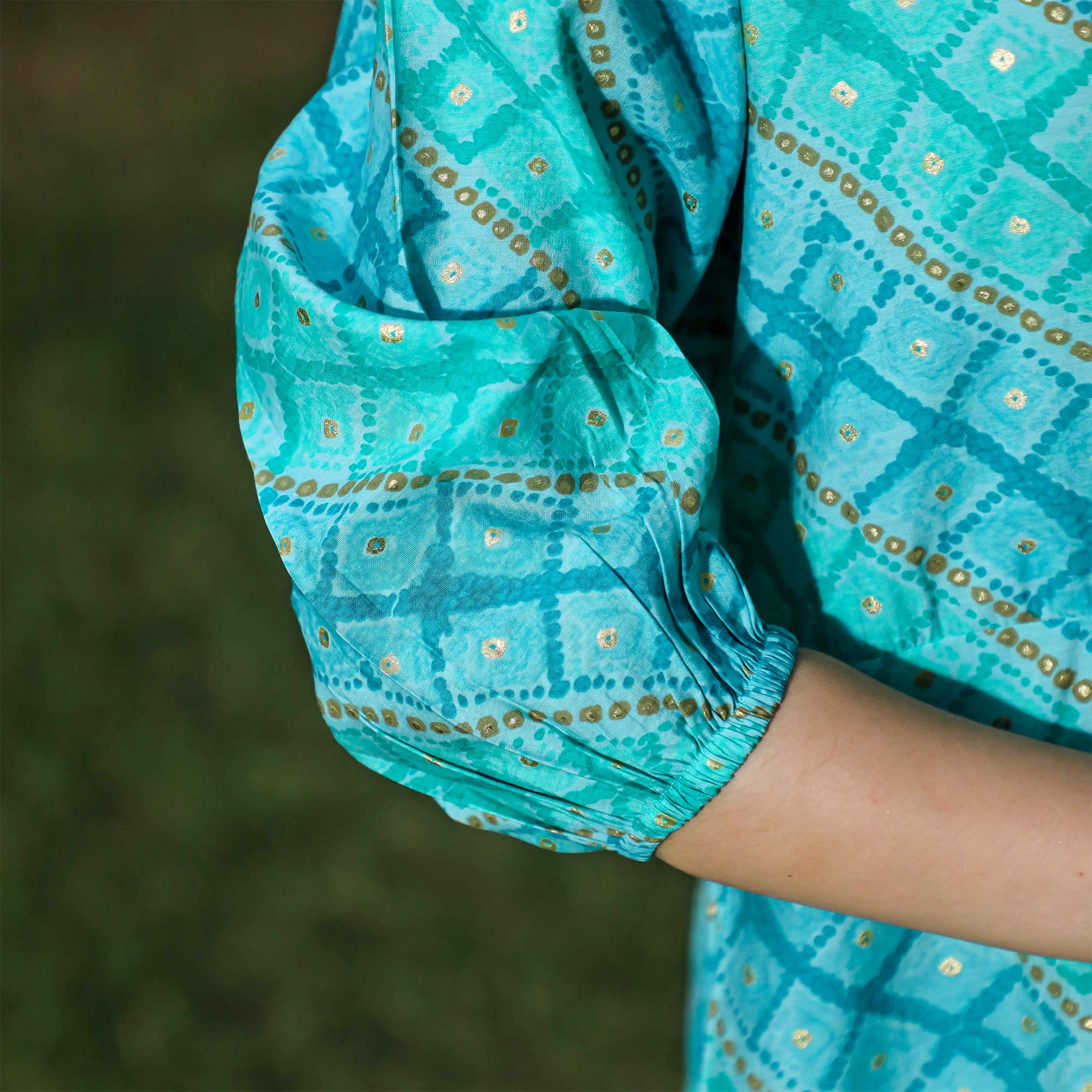 Blue Foil Printed Modal Top