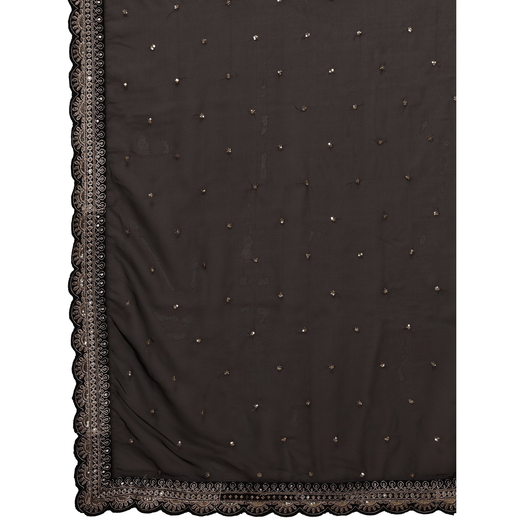Black Sequins Embroidered Embroidered Organza Saree