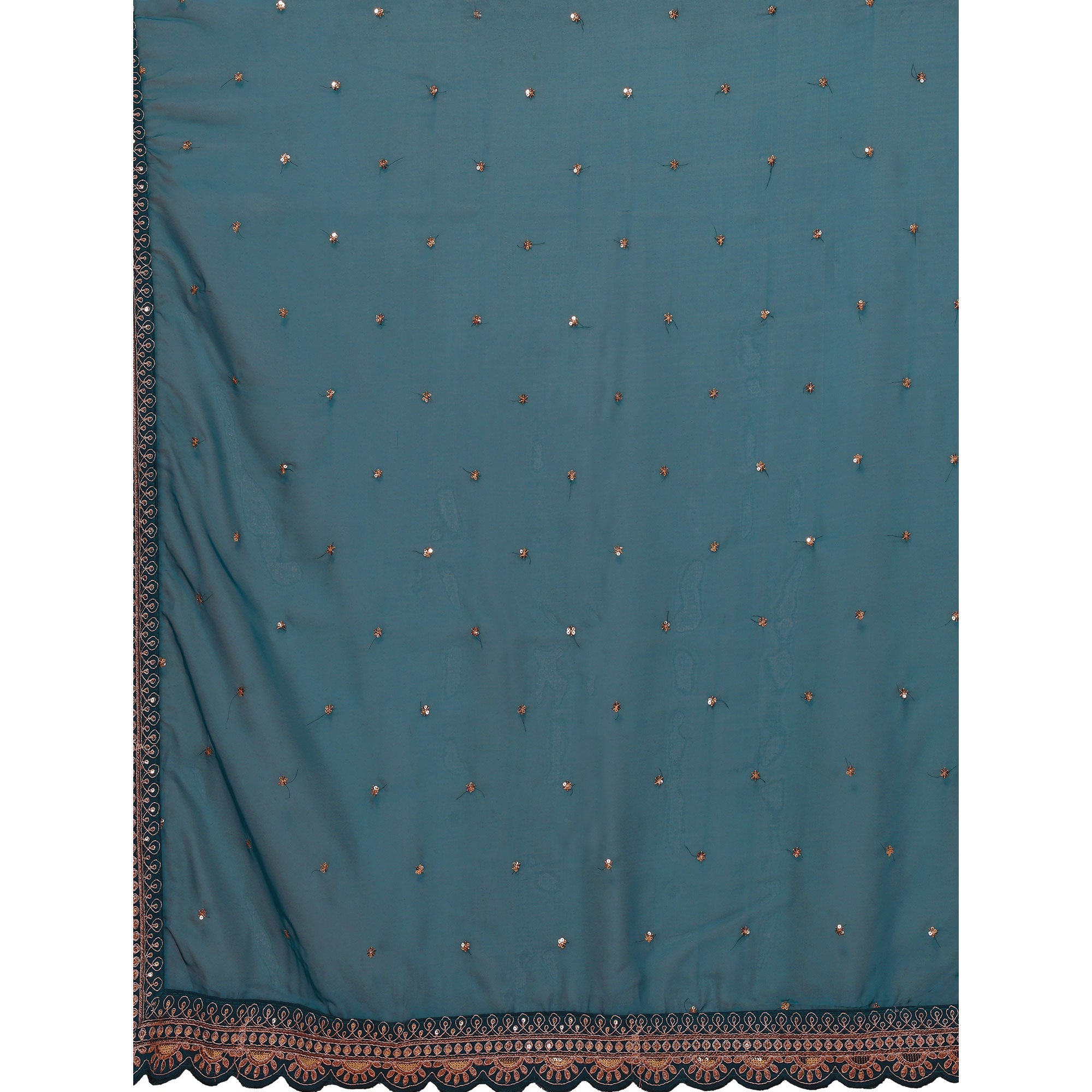 Blue Sequins Embroidered Embroidered Organza Saree