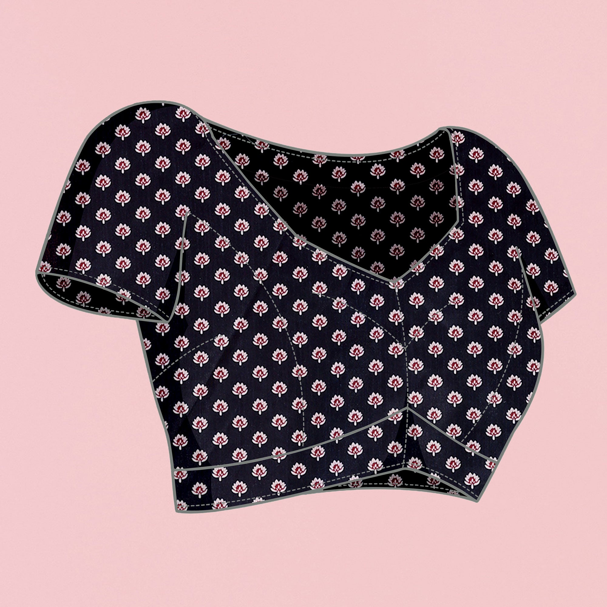 Peach Floral Sequins Embroidered Organza Saree