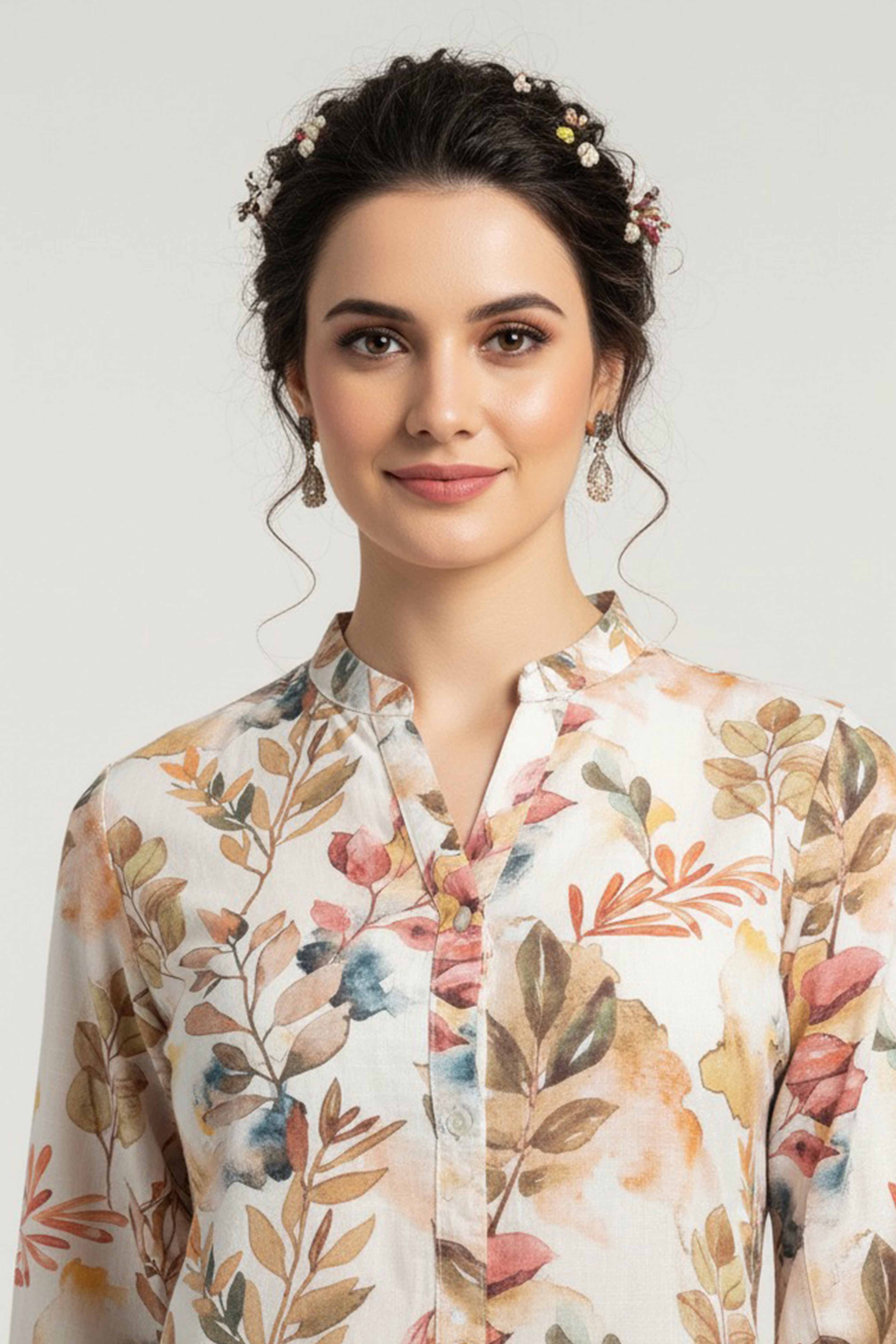 Offwhite Floral Printed Pure Cotton Top