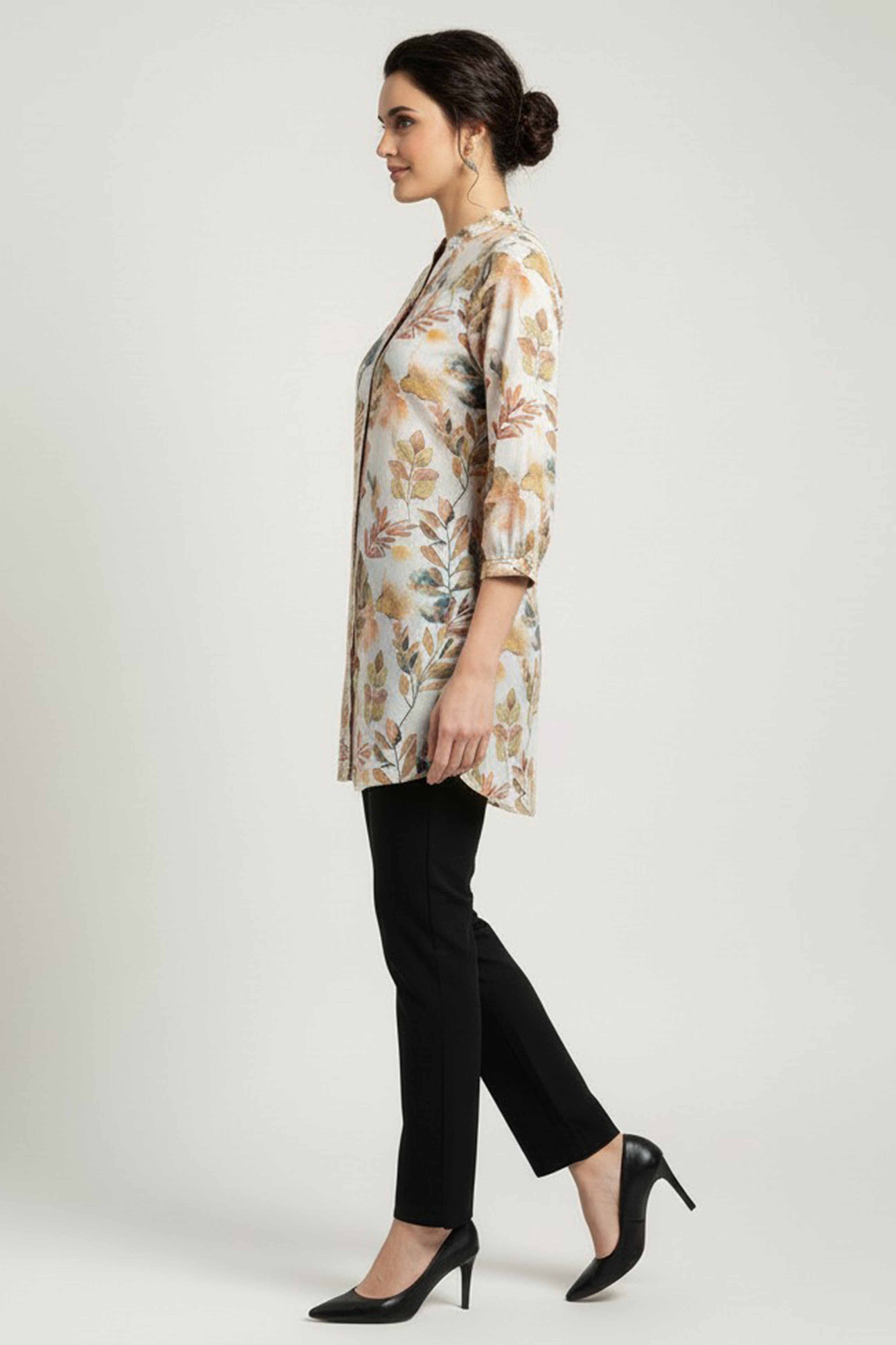 Offwhite Floral Printed Pure Cotton Top