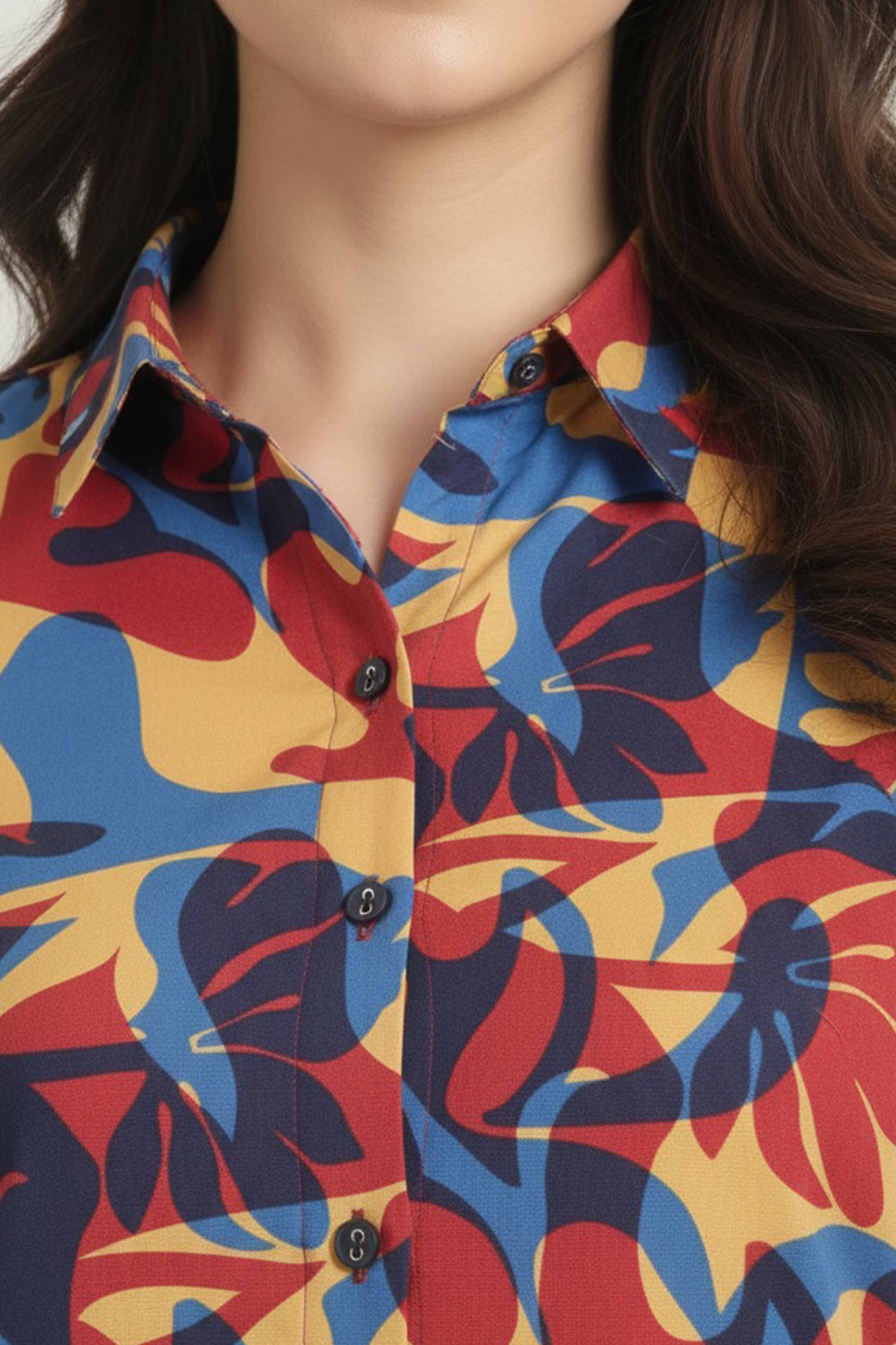 Blue Abstract Printed Pure Cotton Top