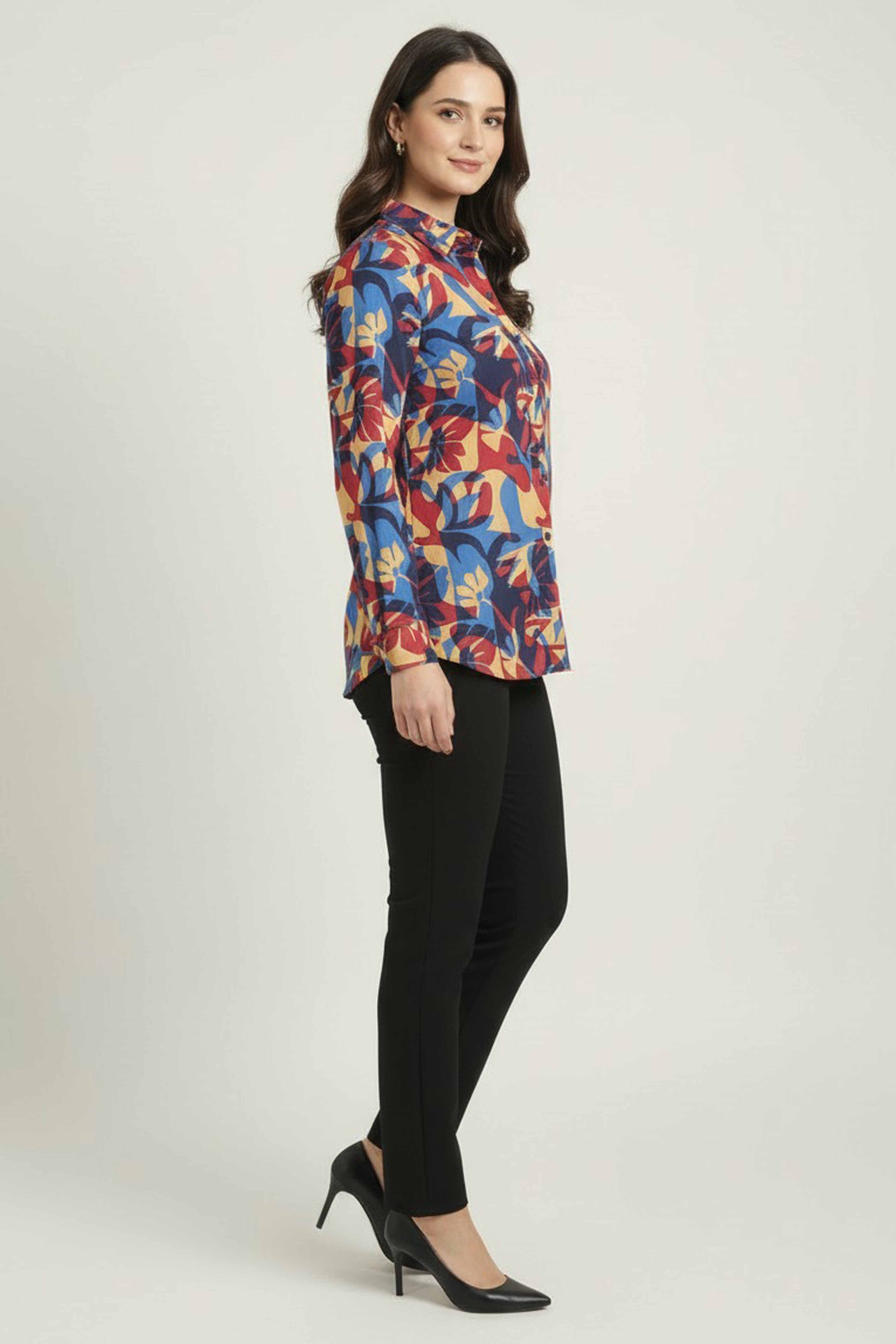 Blue Abstract Printed Pure Cotton Top