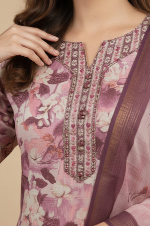 Wine Floral Printed Rayon Capsule Straight Salwar Suit