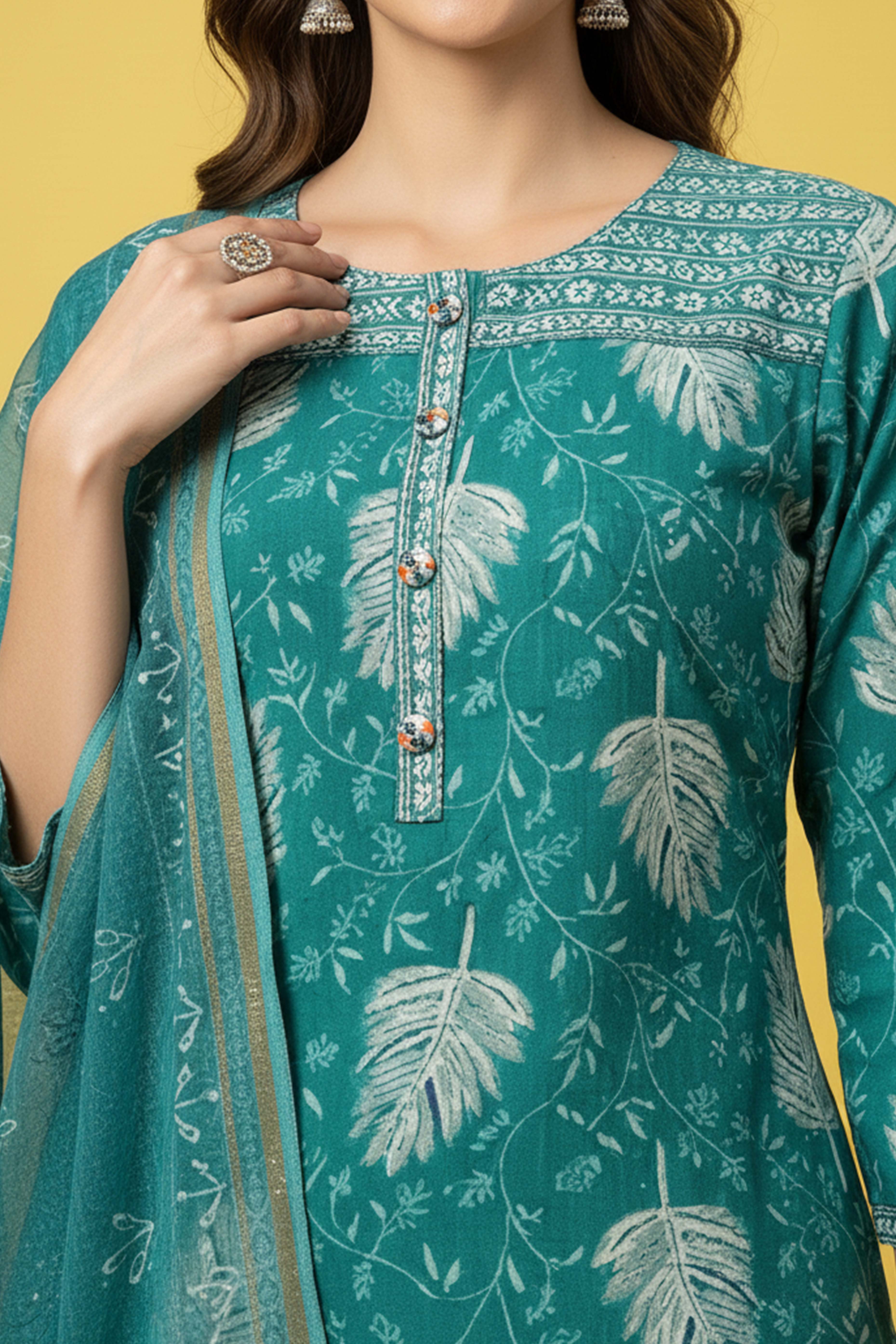 Sky Blue Rayon Straight Suit Set with Subtle Floral Motifs Crafted in Breathable Capsule Rayon