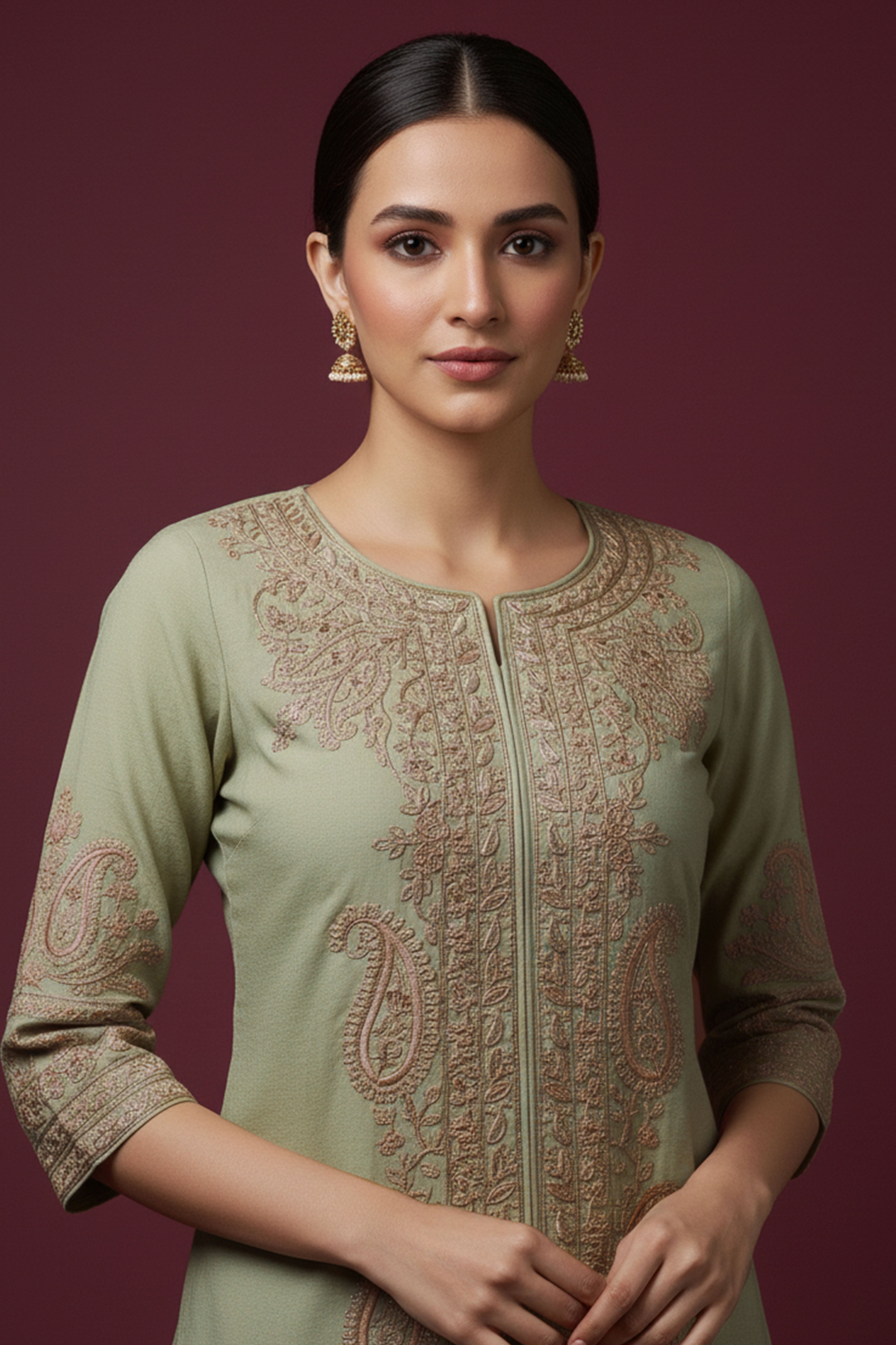 Pista Green Heavy Thread Embroidered Chanderi Silk Suit for Festive & Party Wear
