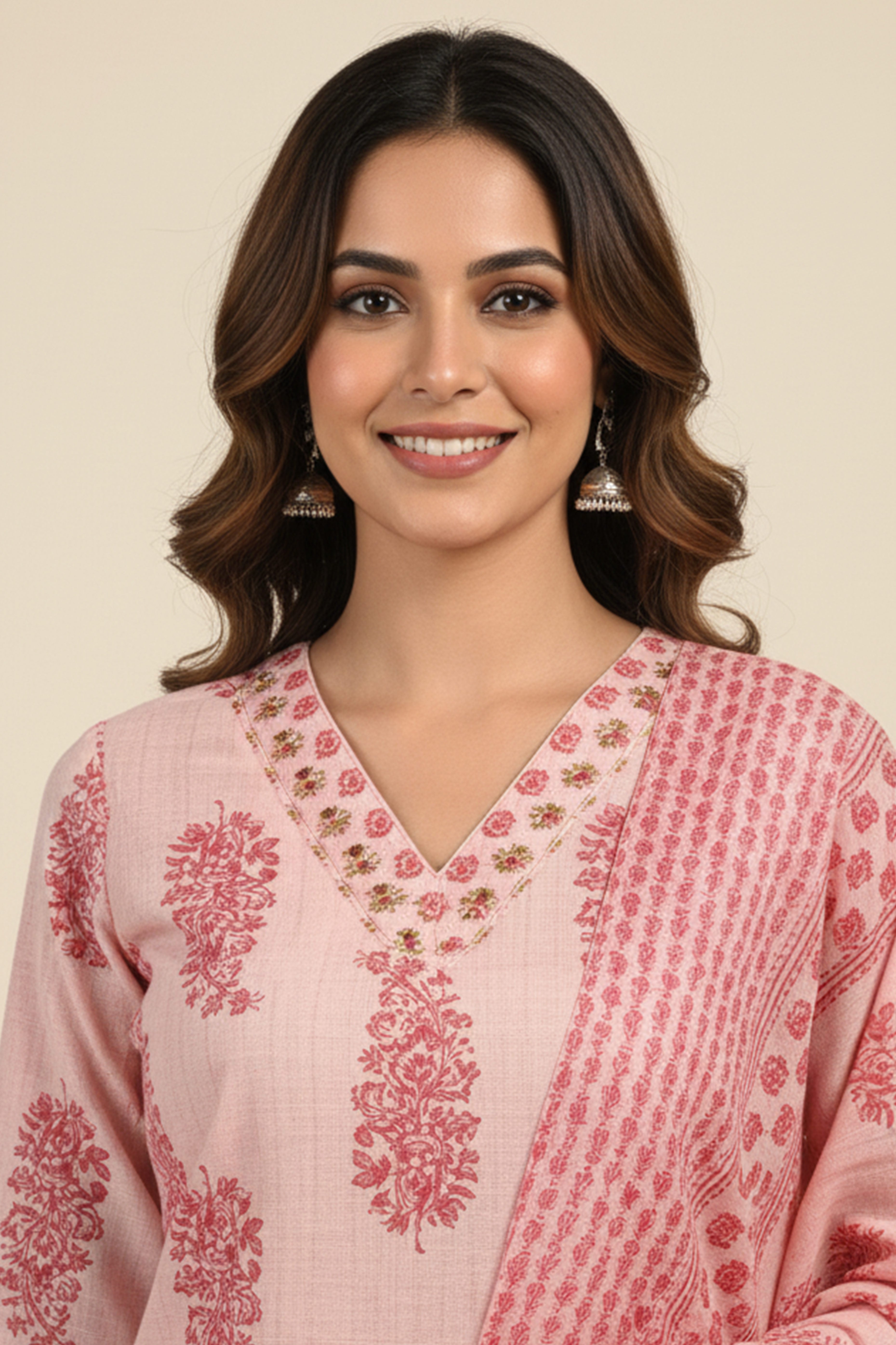 Chic Reddish Pink Straight Cut Salwar Suit Embellished With Sequin Embroidery & Intricate Prints