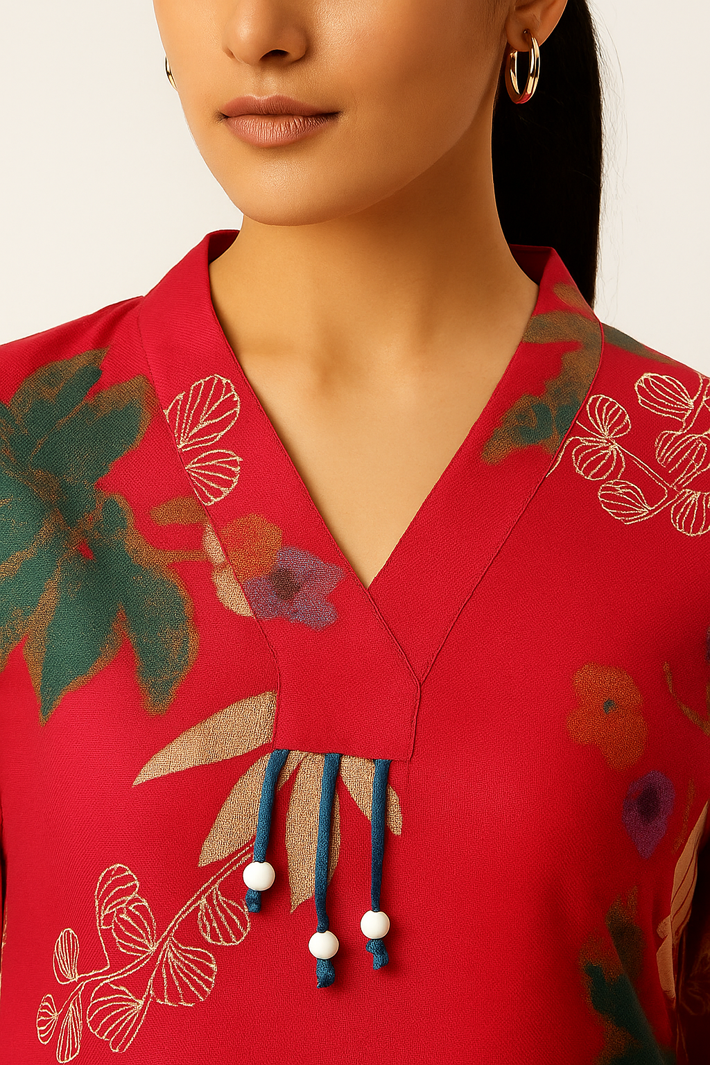 A-Line Rani Pink Kurti in Soft Viscose with Floral Print