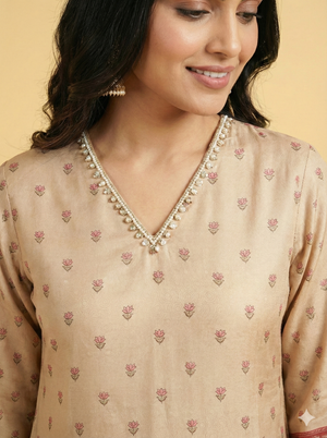 Chikoo Digital Printed Pure Chinon A-Line Top and Bottom Set Crafted for Chic Ethnic Styling