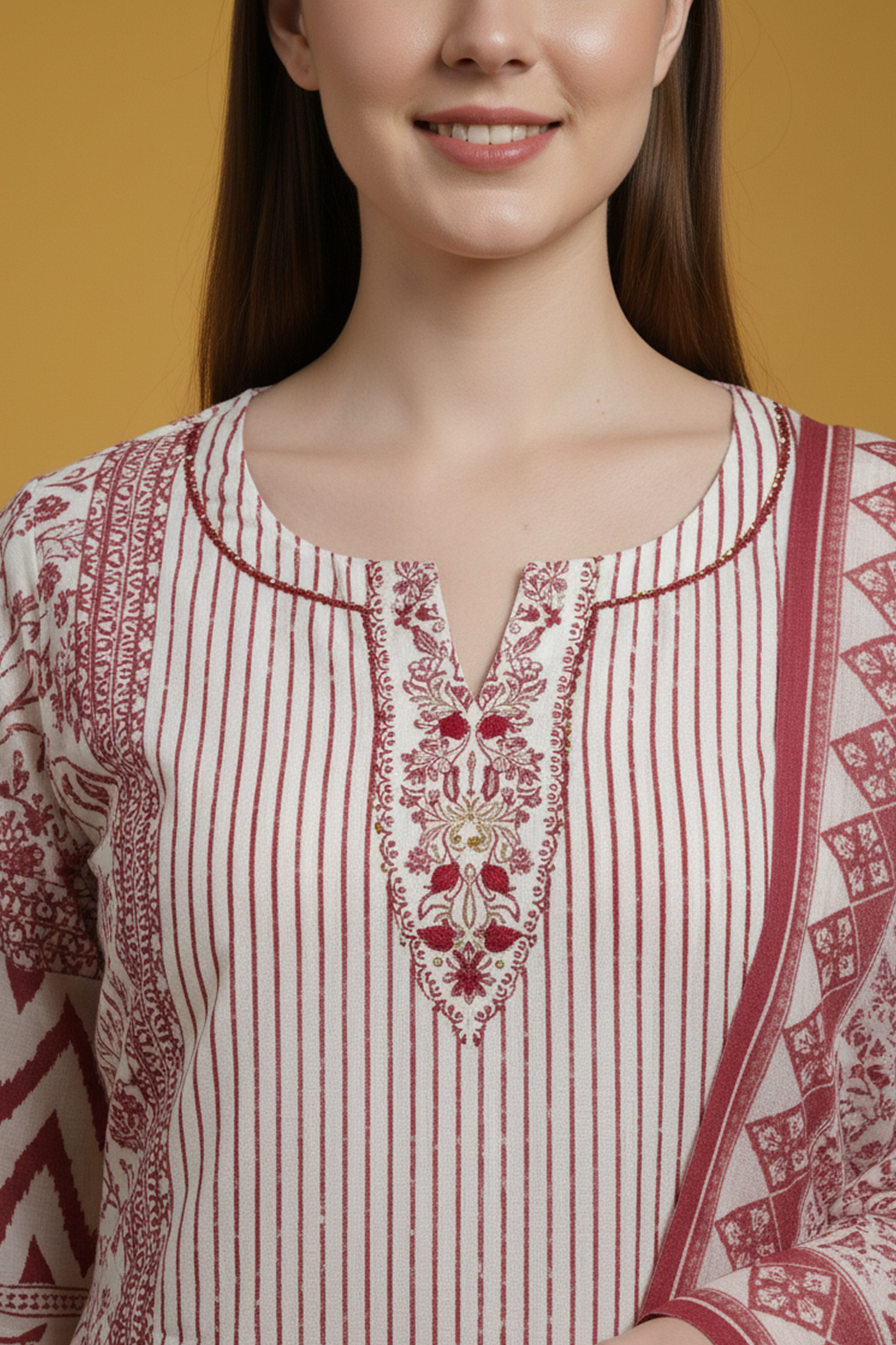 Designer White Pure Cotton Salwar Suit Adorned with Floral Prints and Fine Handwork