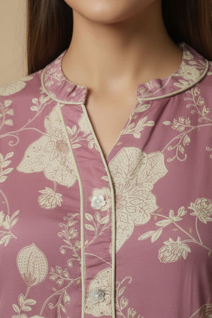 Light Pink Floral Printed Muslin Straight Top Perfect for Everyday Fashion