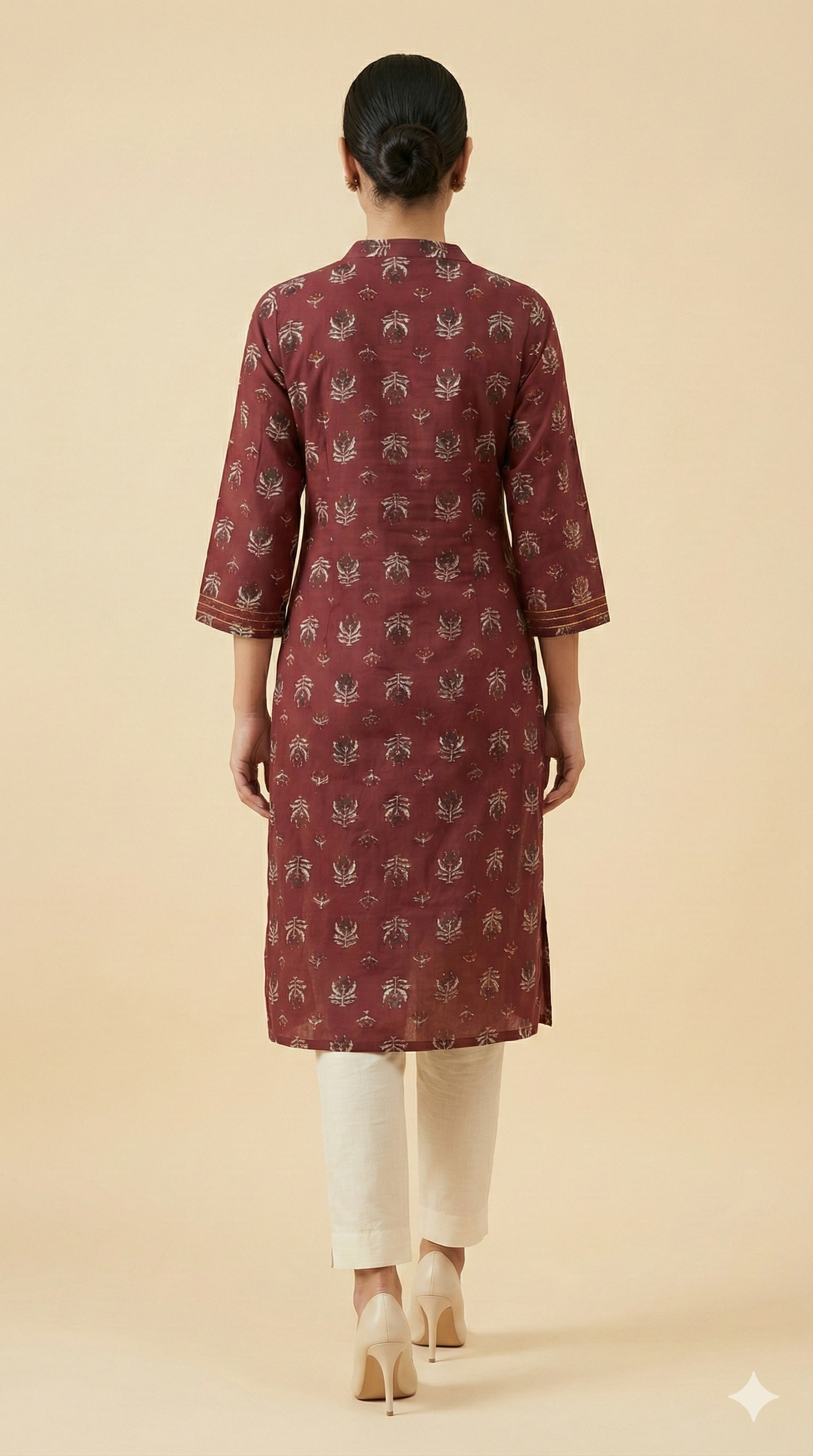 Maroon Everyday Wear Straight Cut Kurti Adorned with Floral Prints