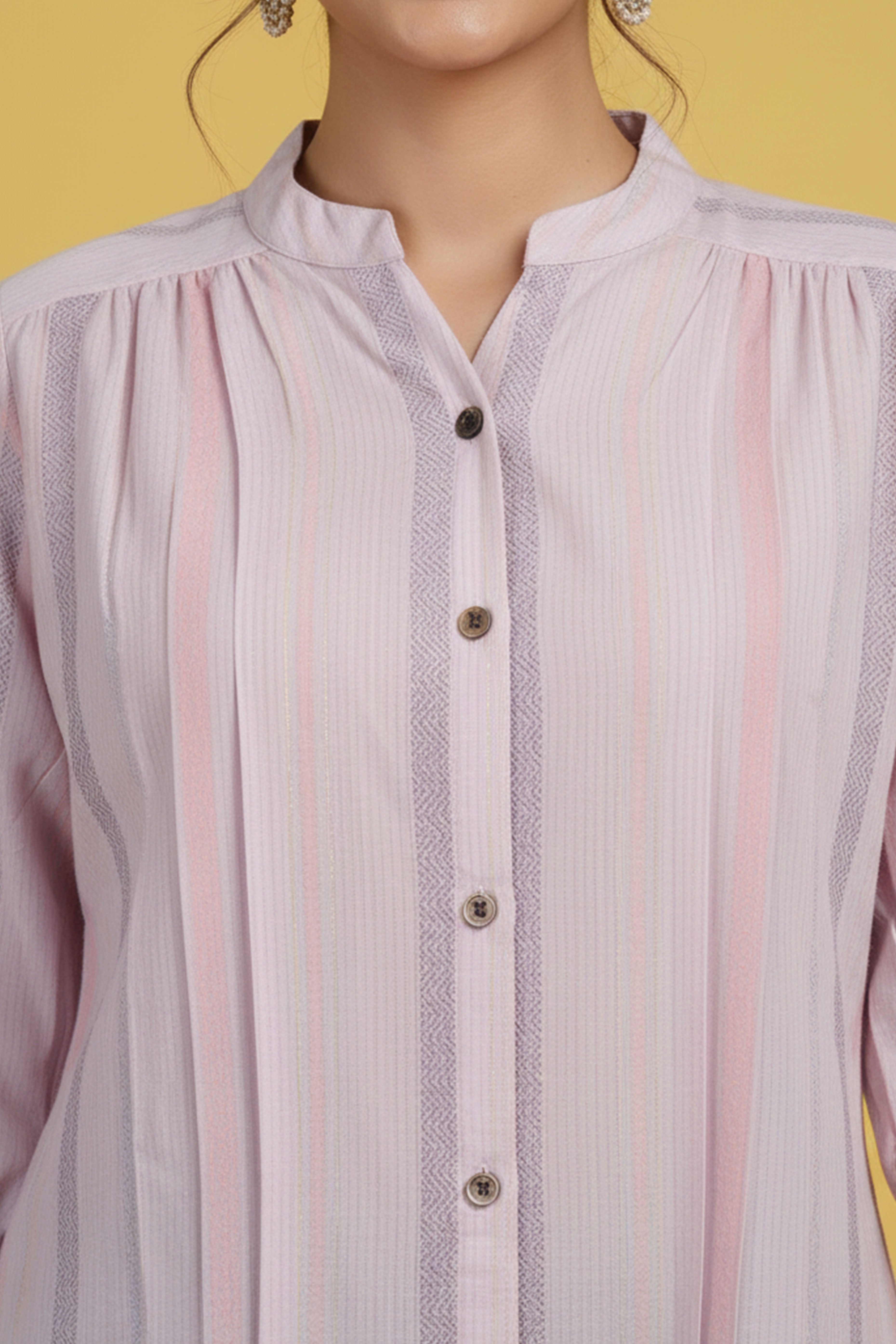 Stylish Striped Printed Lavender Pure Cotton Top Designed in Straight Cut for Effortless Comfort