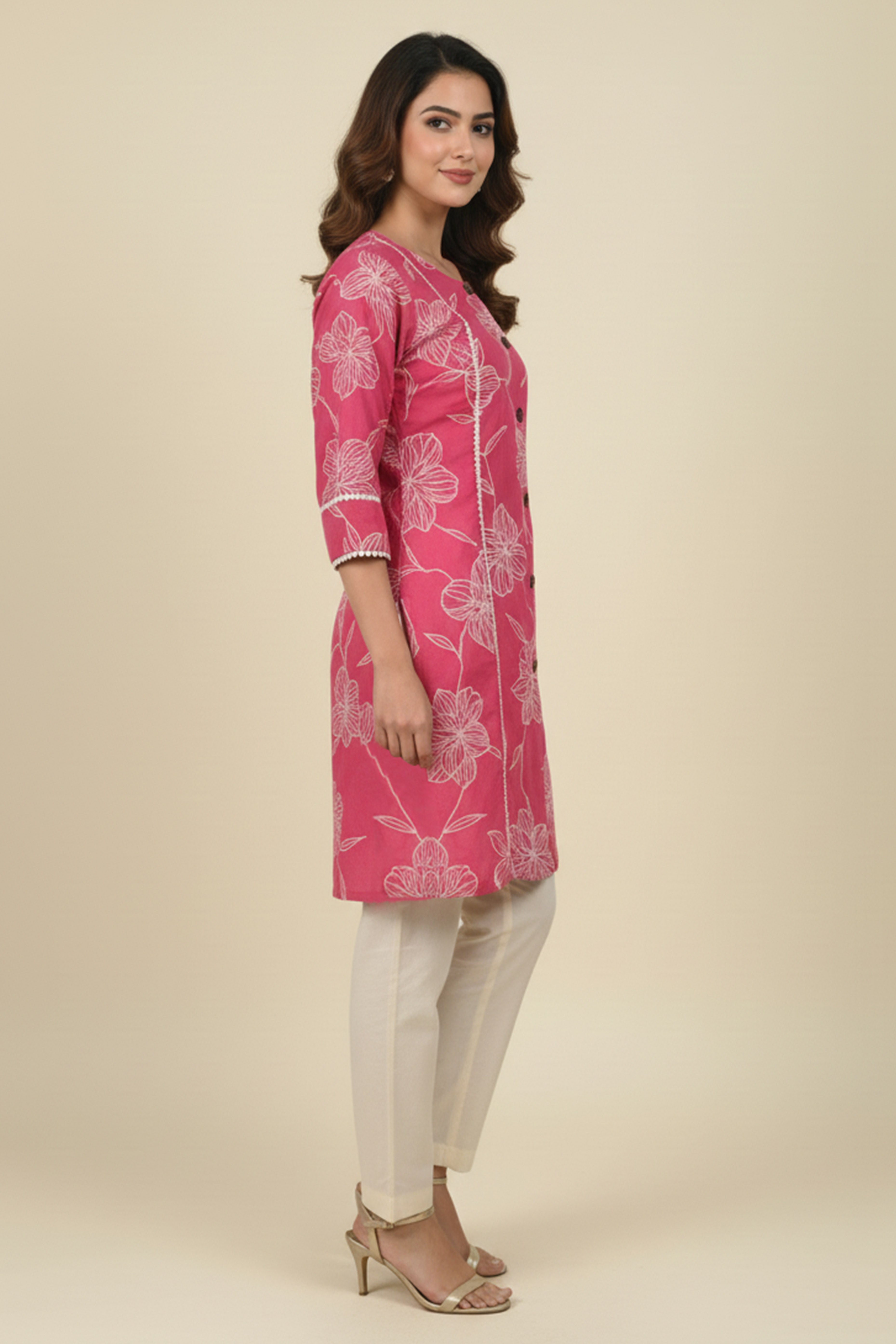 Casual Pink Pure Cotton A-Line Top Perfect for Everyday Elegance