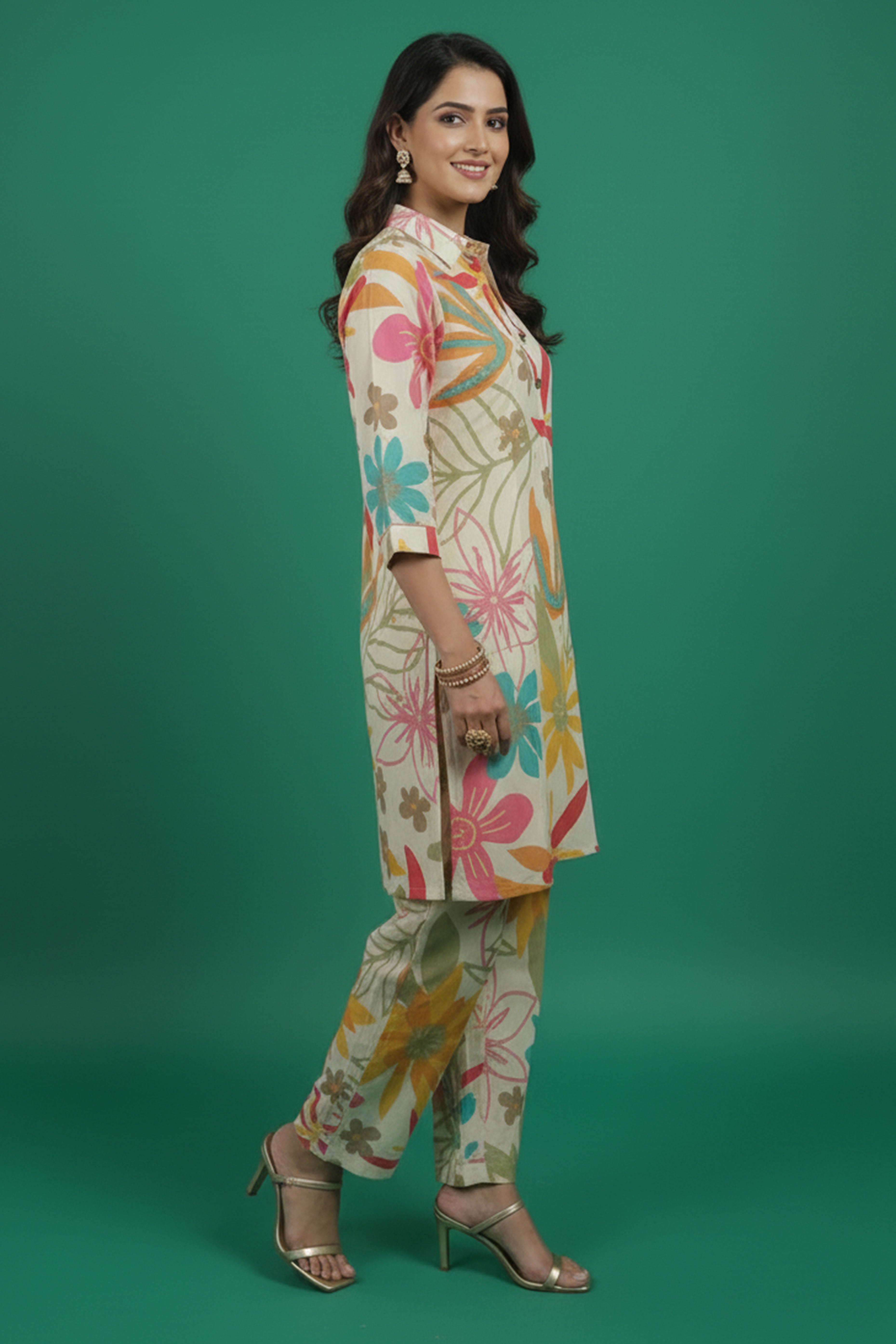 Casual Multicolor Floral Printed Rayon Shirt-Pant Set for Everyday Wear