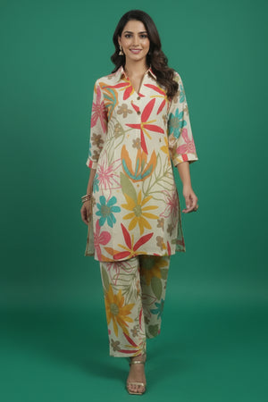 Casual Multicolor Floral Printed Rayon Shirt-Pant Set for Everyday Wear