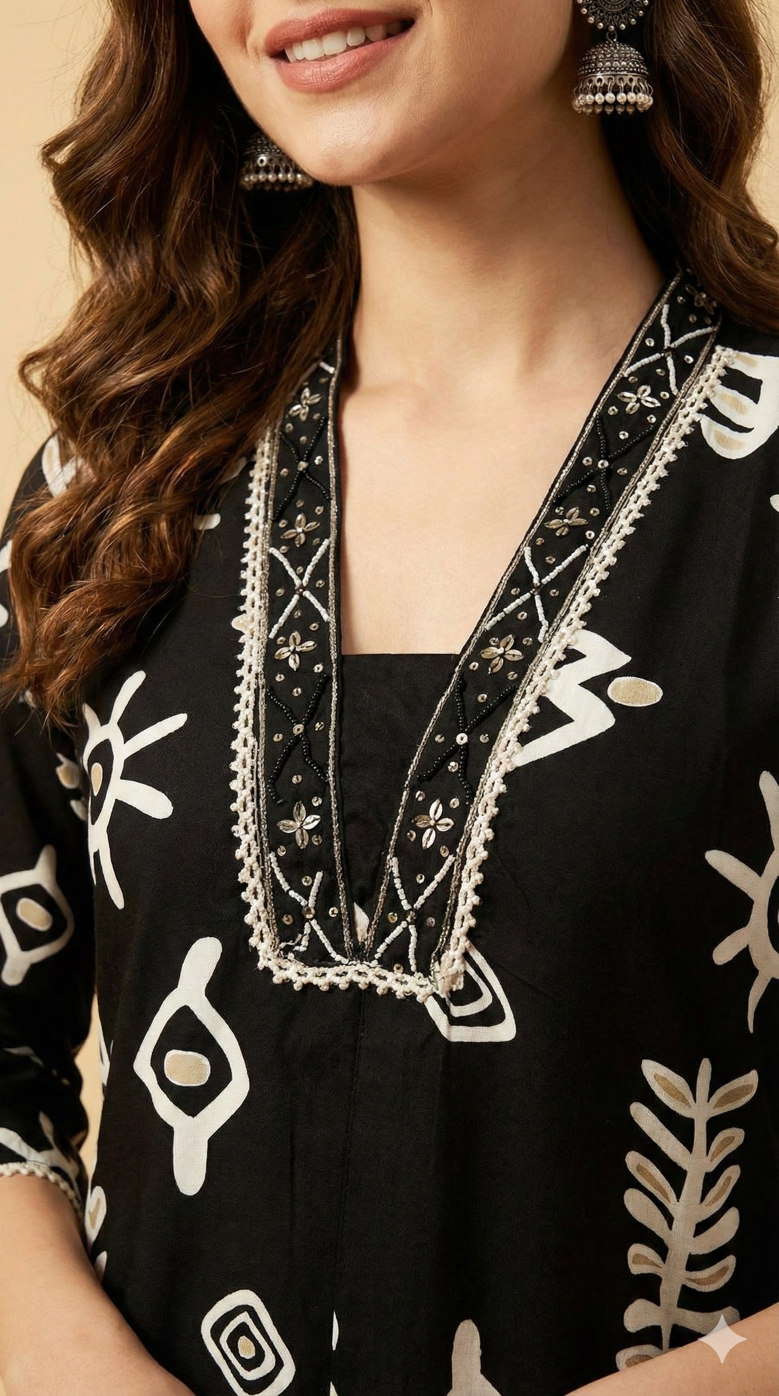 Black Stylish Rayon Straight Cut Co-ord Set Adorned with Modern Abstract Patterns