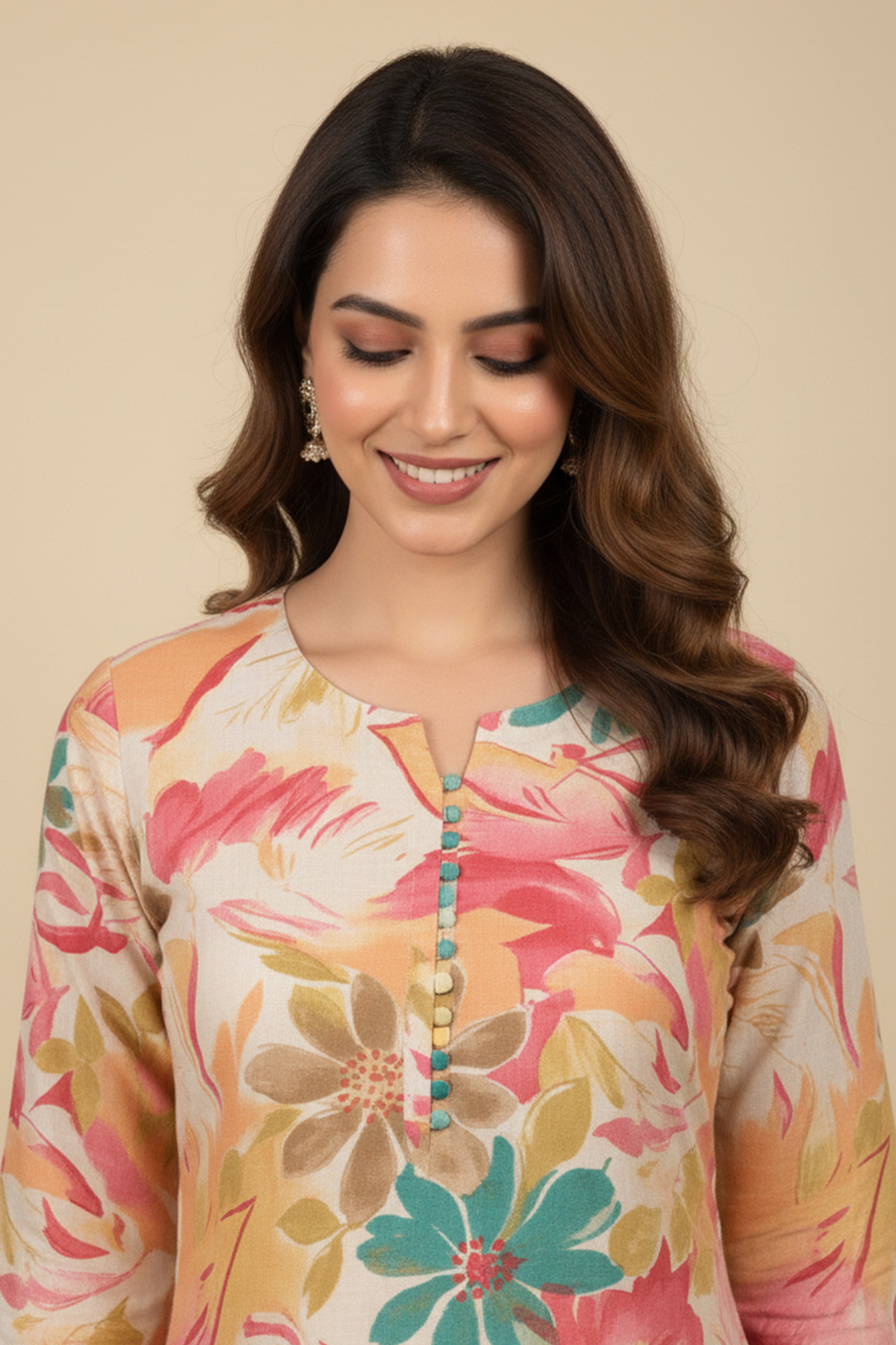 Lightweight Rayon Straight Kurti Highlighted with Multicolor Floral Printing